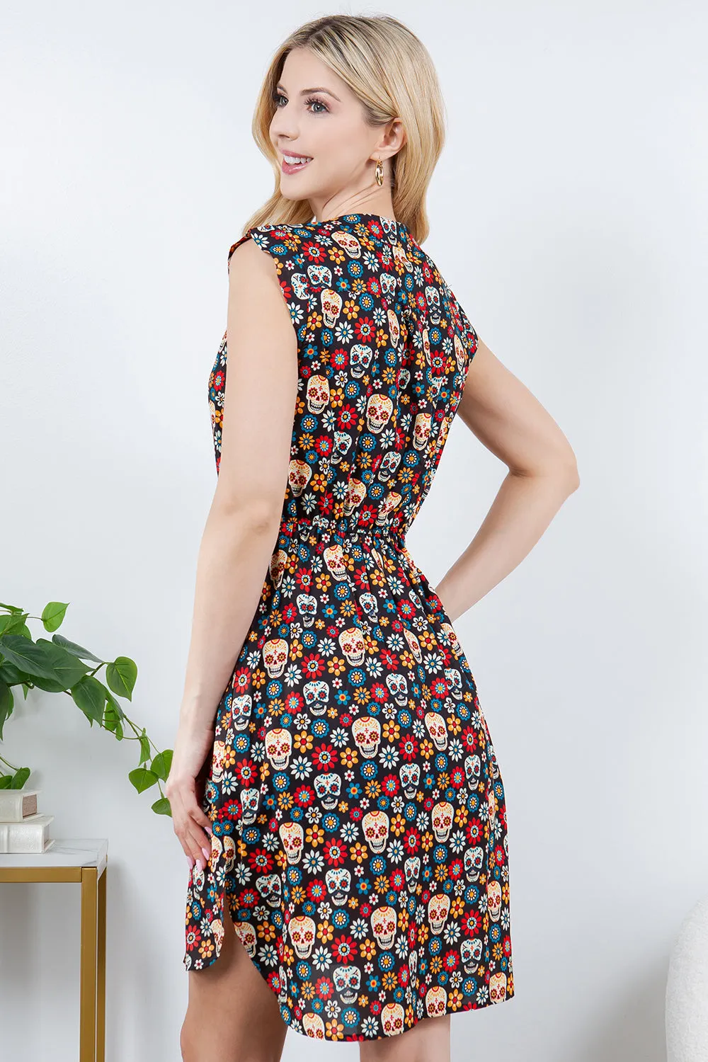 French Cafe Dress in Sugar Skull - Plus