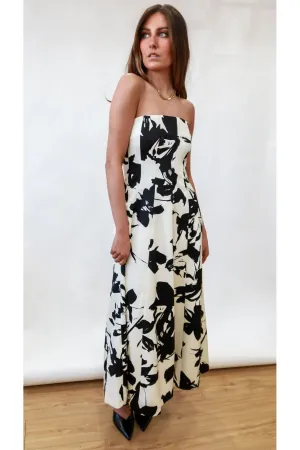 Garden Soirée Strapless Midi Dress