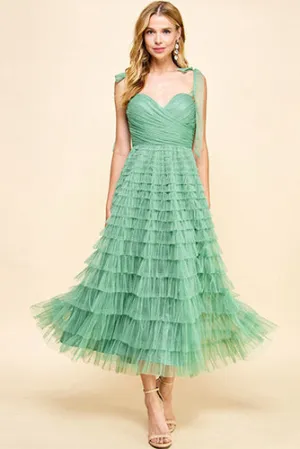 Grace Tulle Dress in Pistachio