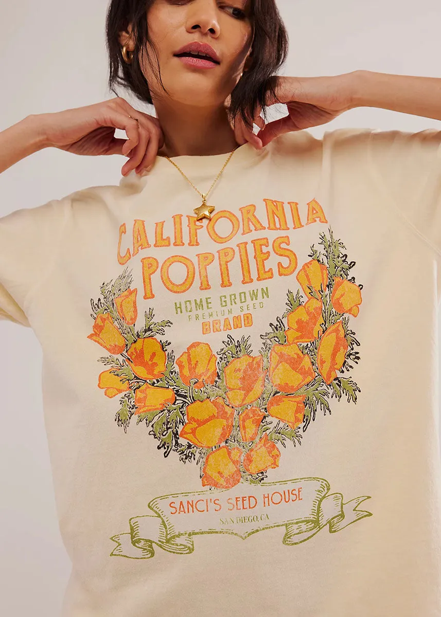 Harvest Vintage Wash Tee - California Poppies