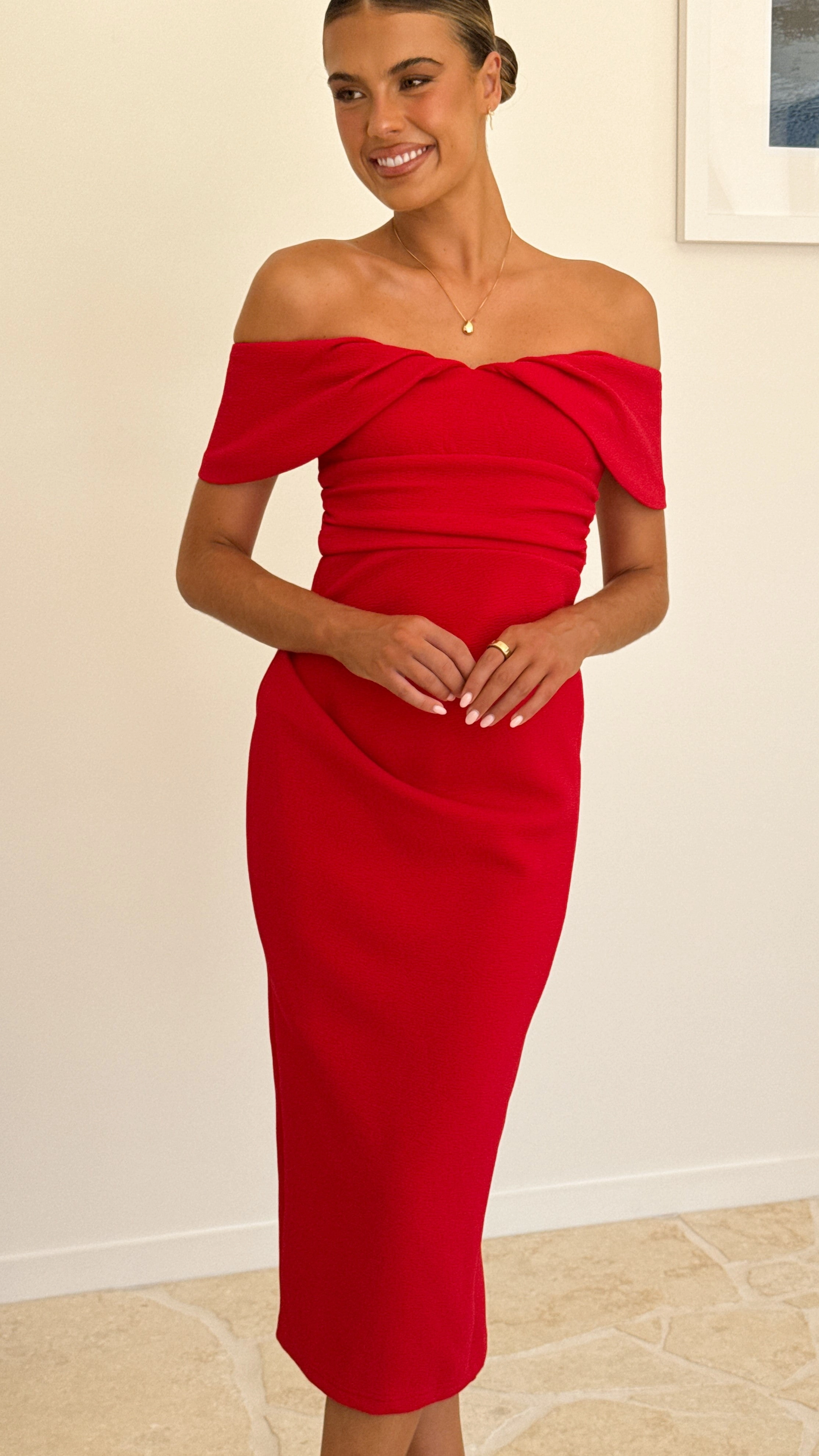 Holly Midi Dress - Red