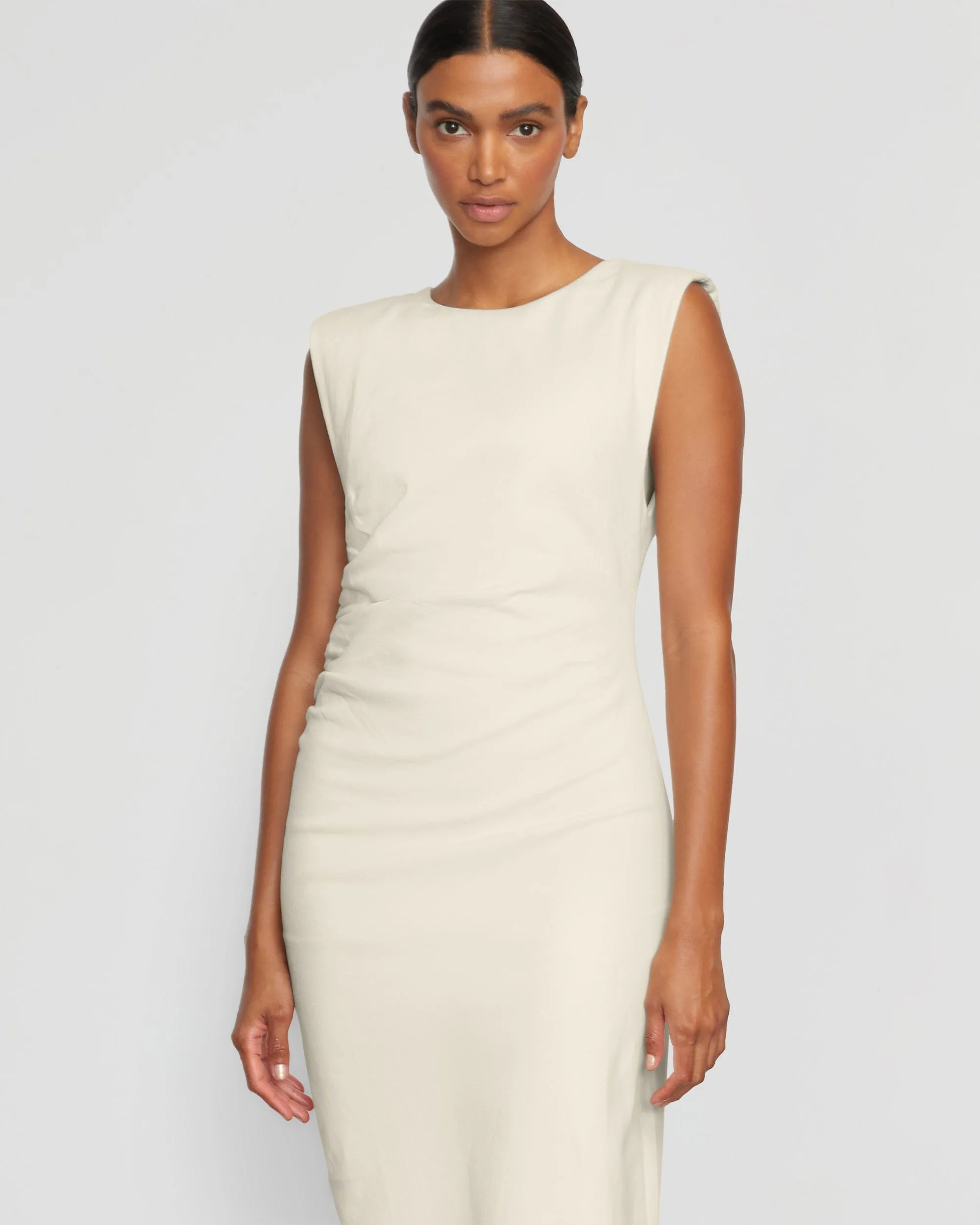 Iman Split-Hem Cotton Twill Dress