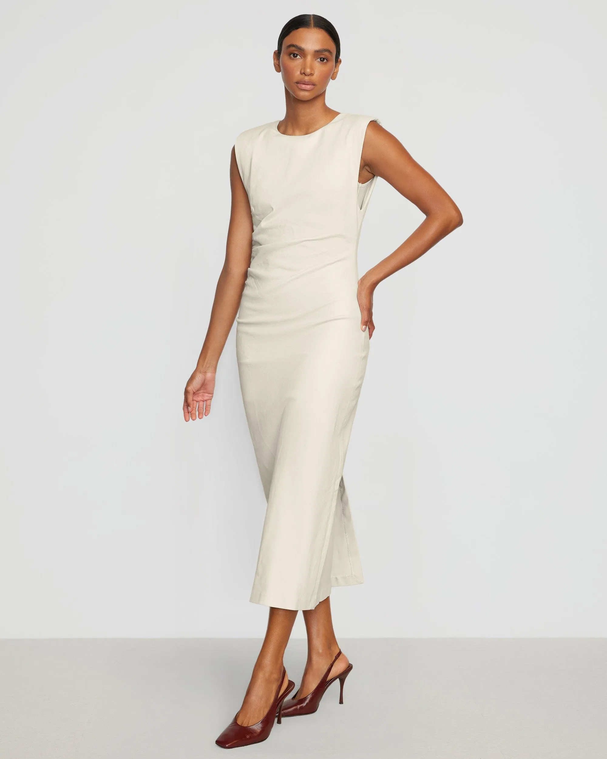 Iman Split-Hem Cotton Twill Dress