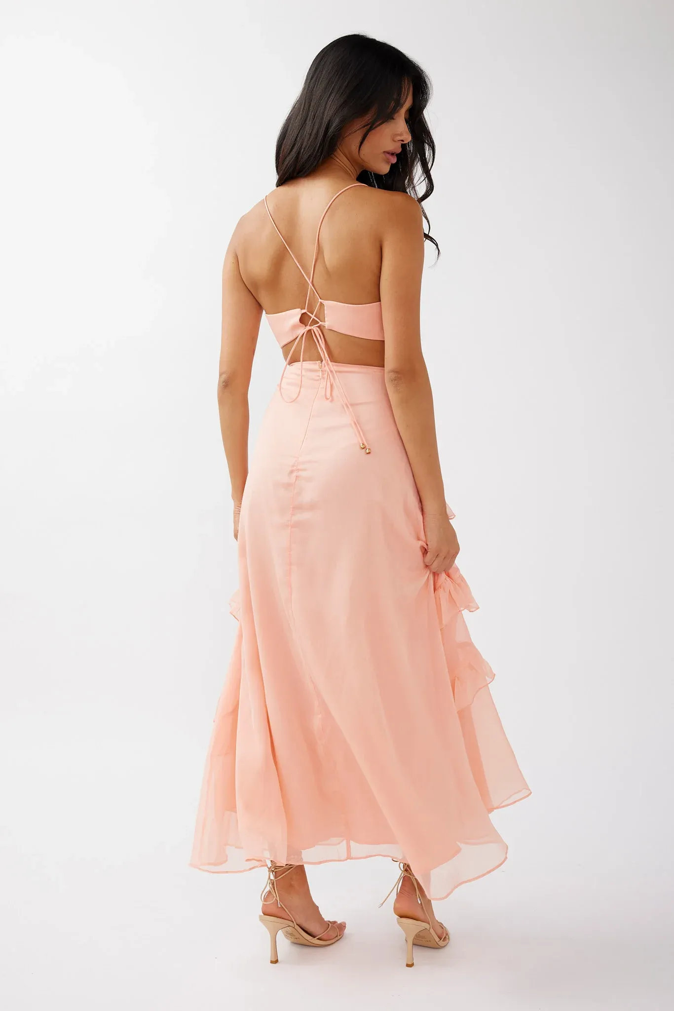 Joss Ruffle Trim Cut-Out Dress Rose