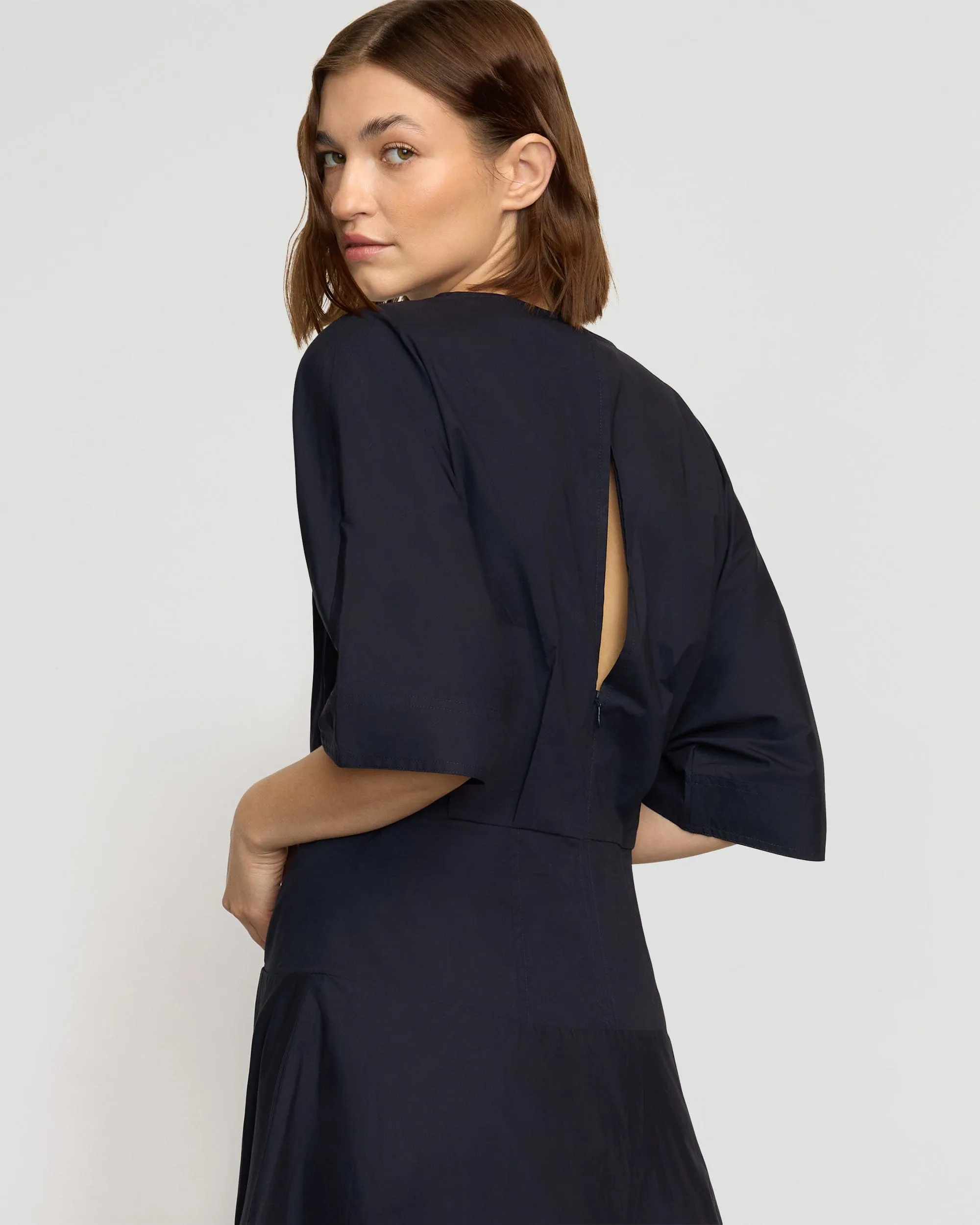 Kiko Kimono-Sleeve Cotton Dress