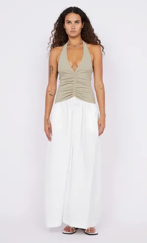 LEILA HALTER DRESS - TAUPEE/IVORY