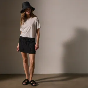 Linen Blend Utility Skirt - Black