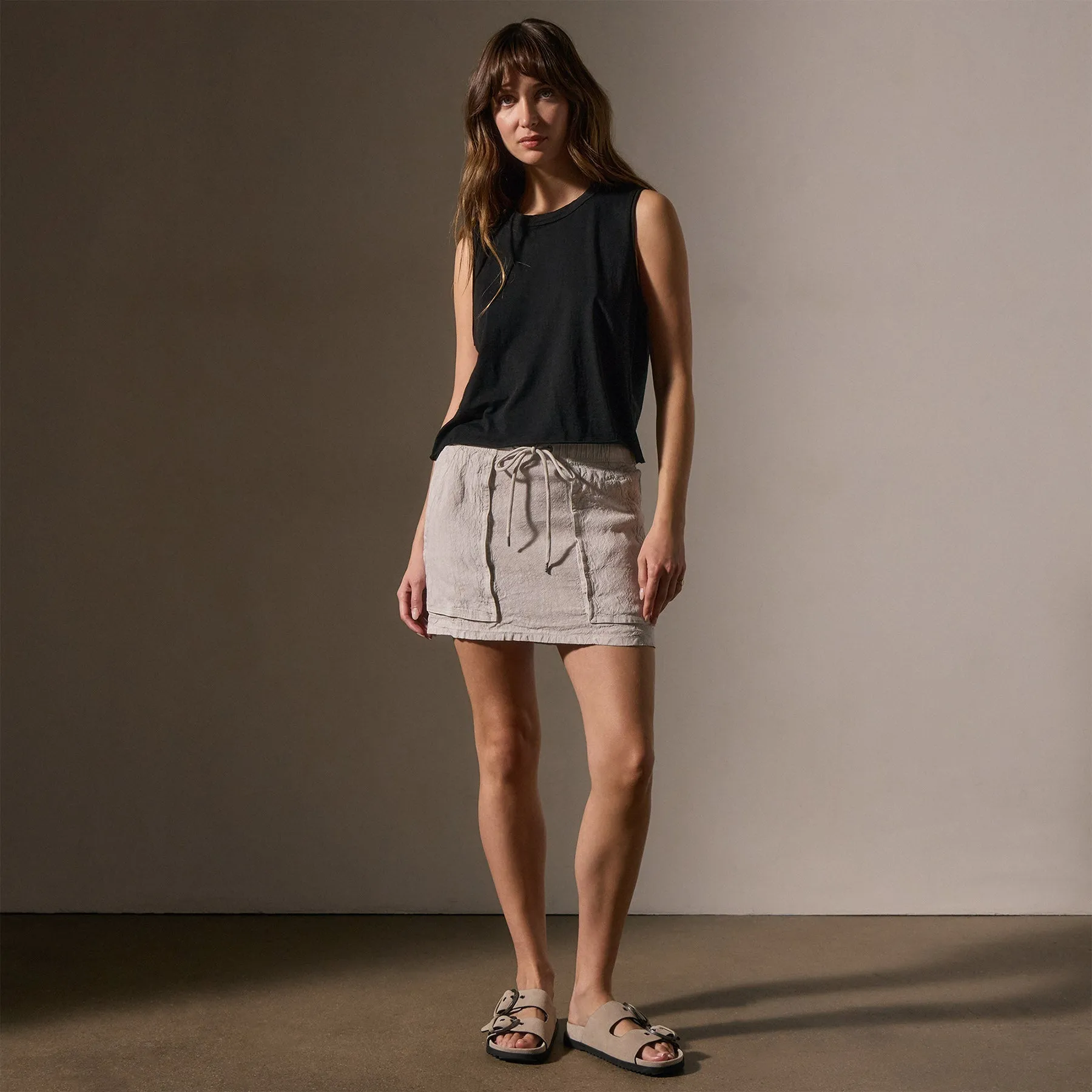 Linen Blend Utility Skirt - Nimbus Pigment