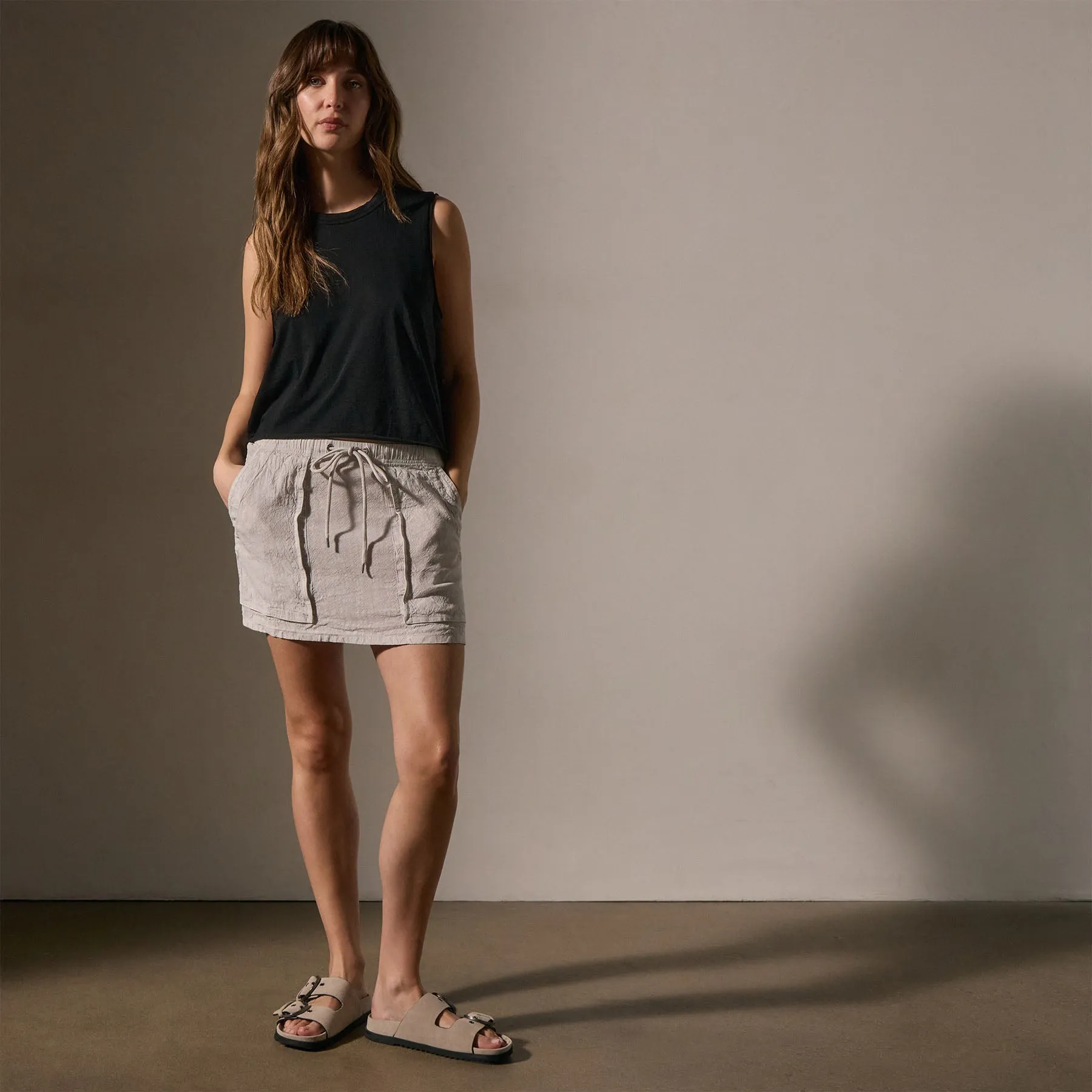 Linen Blend Utility Skirt - Nimbus Pigment