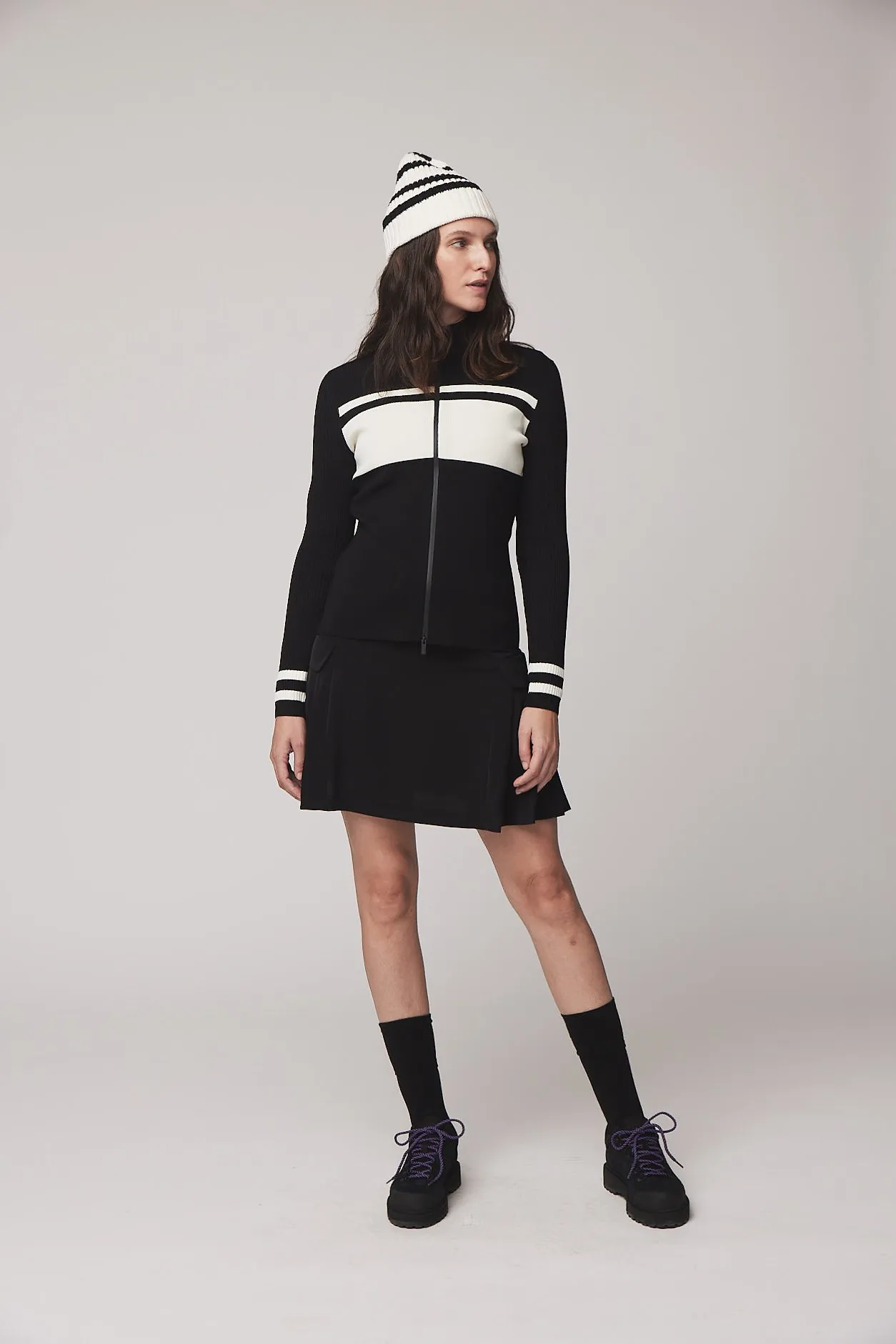 Long Sleeve Full Zip Stripe Sweater