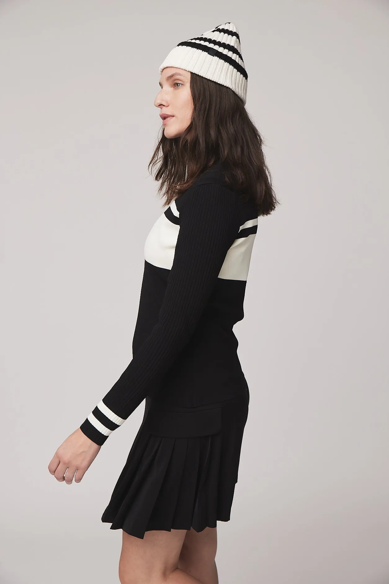 Long Sleeve Full Zip Stripe Sweater