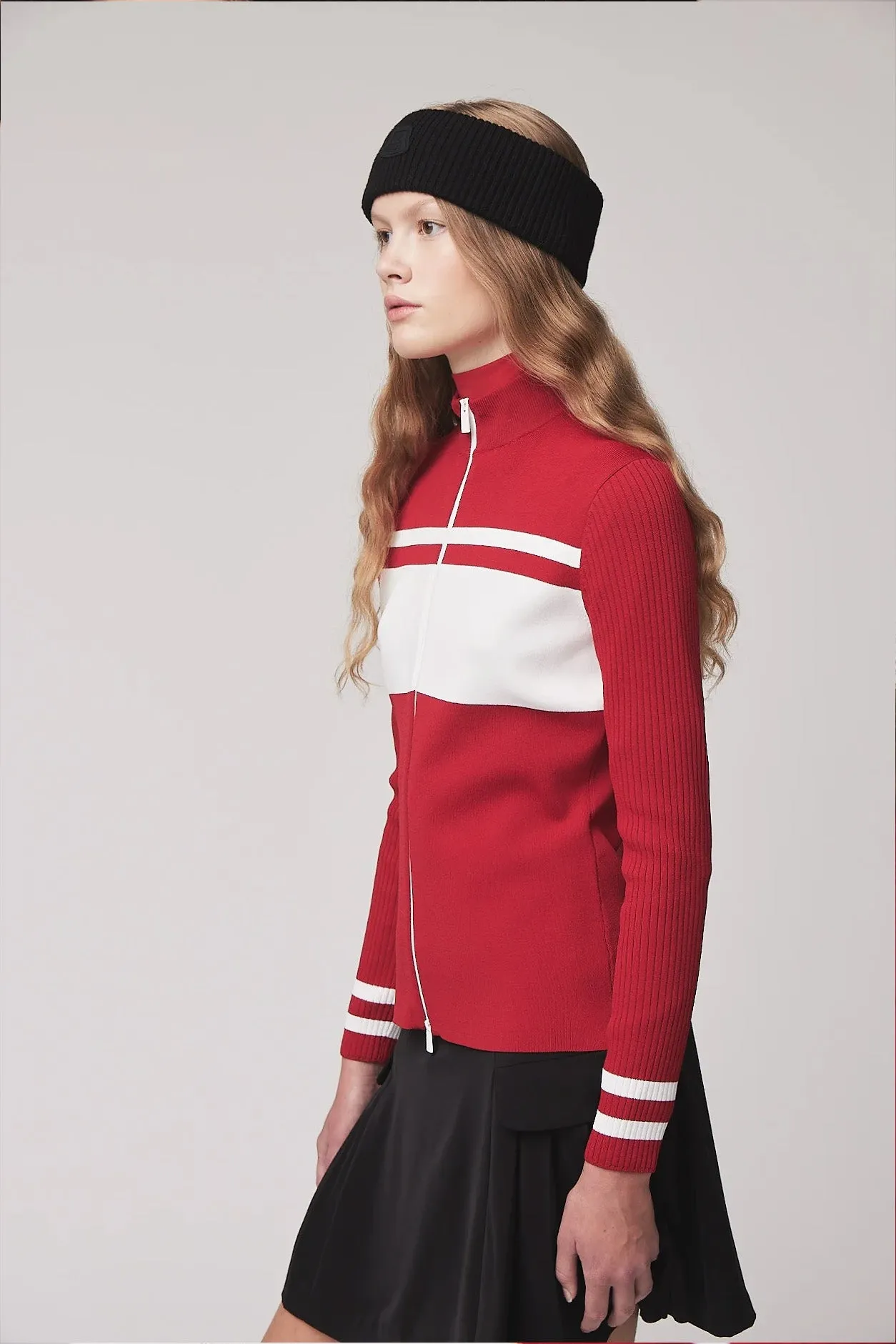 Long Sleeve Full Zip Stripe Sweater