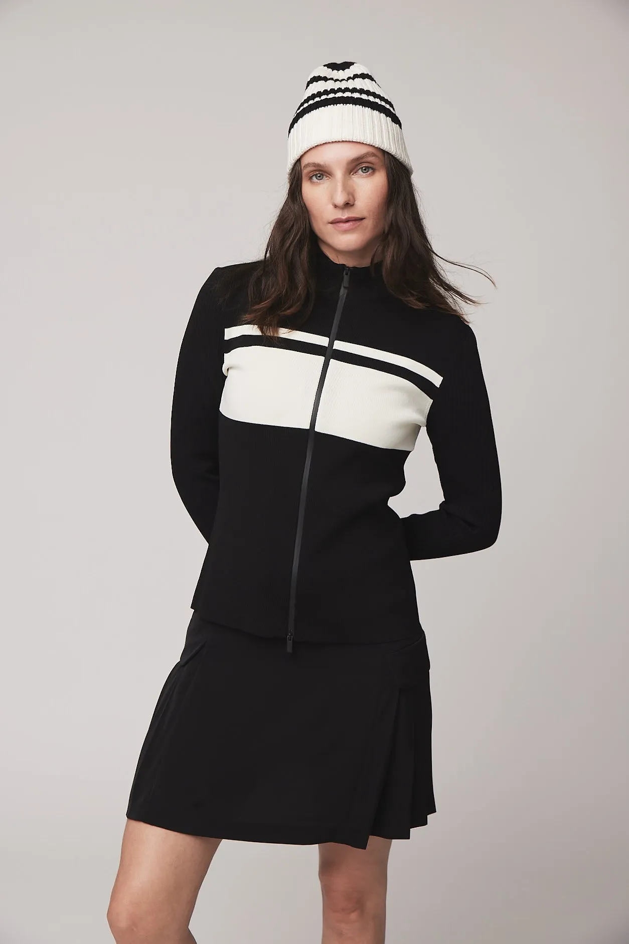 Long Sleeve Full Zip Stripe Sweater
