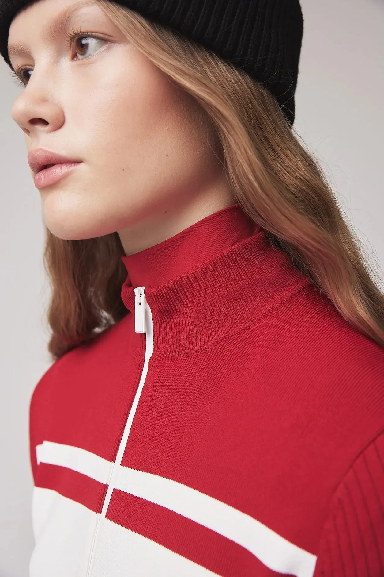 Long Sleeve Full Zip Stripe Sweater