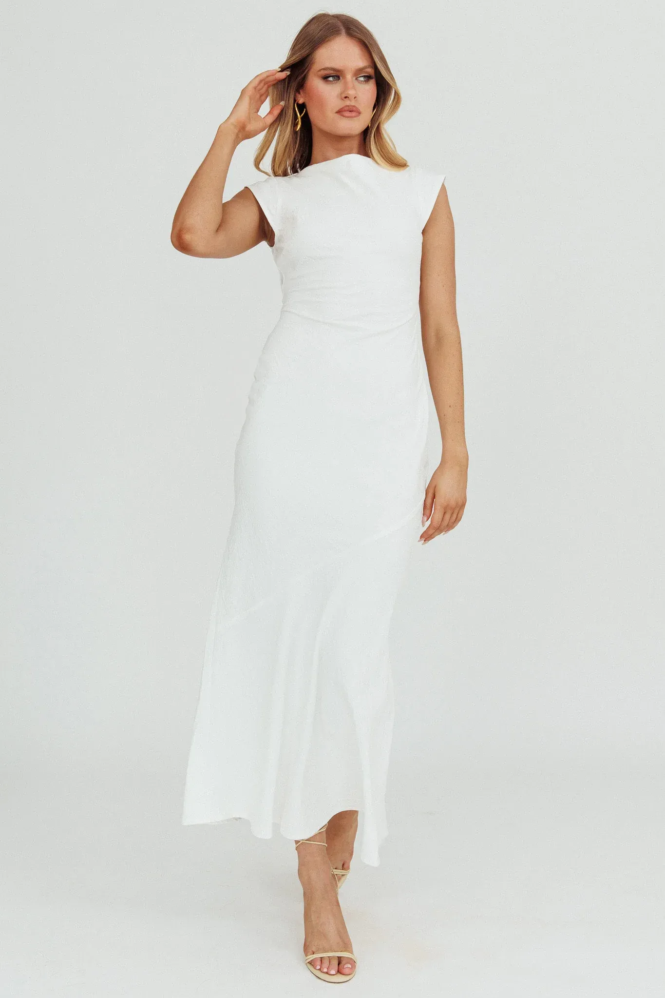 Maysa Cowl Back Maxi Dress Off White