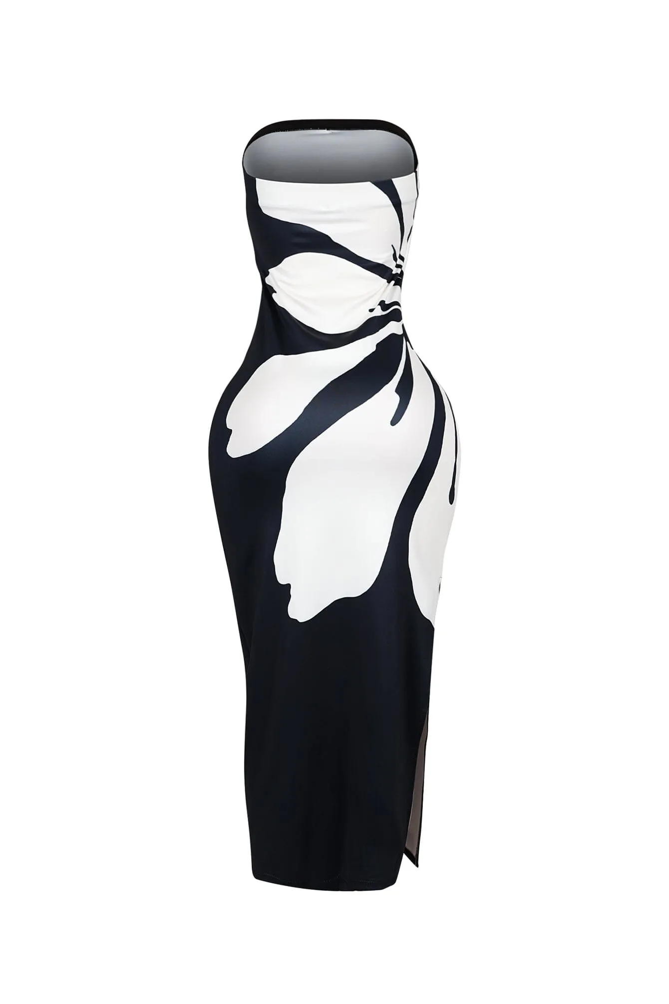 Modern Strapless Floral Pattern Tube Dress