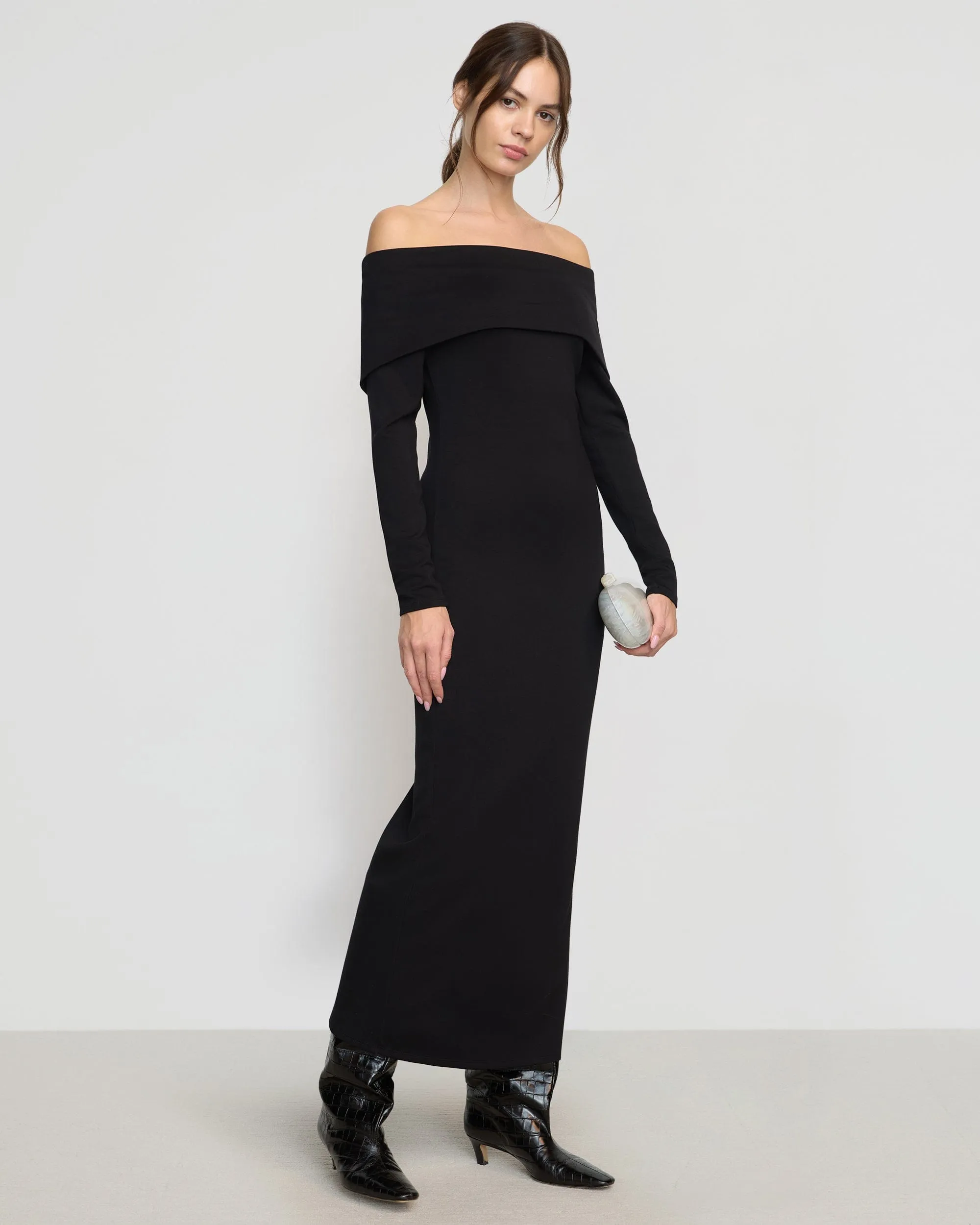 Morgan Split Foldover Jersey Dress