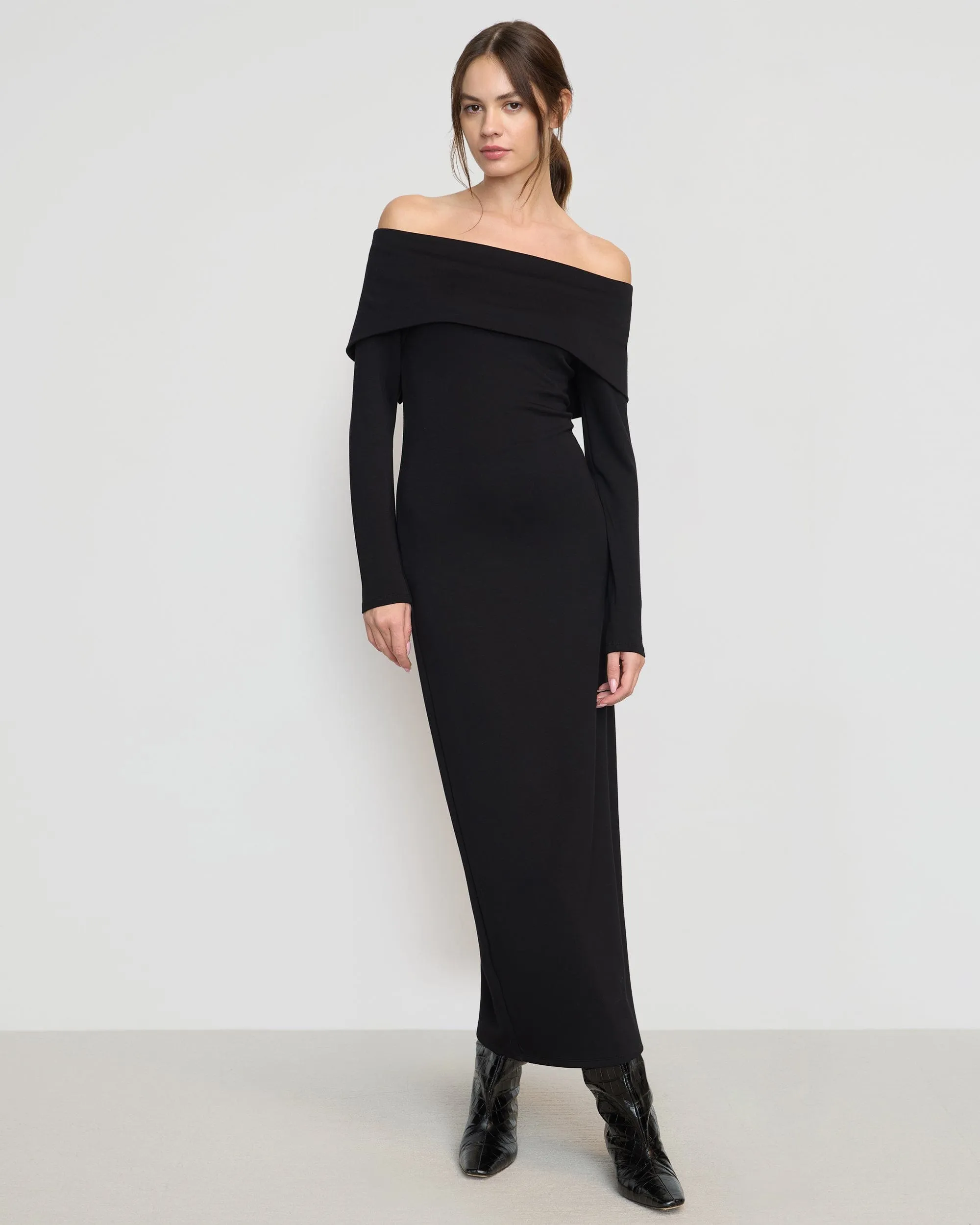 Morgan Split Foldover Jersey Dress