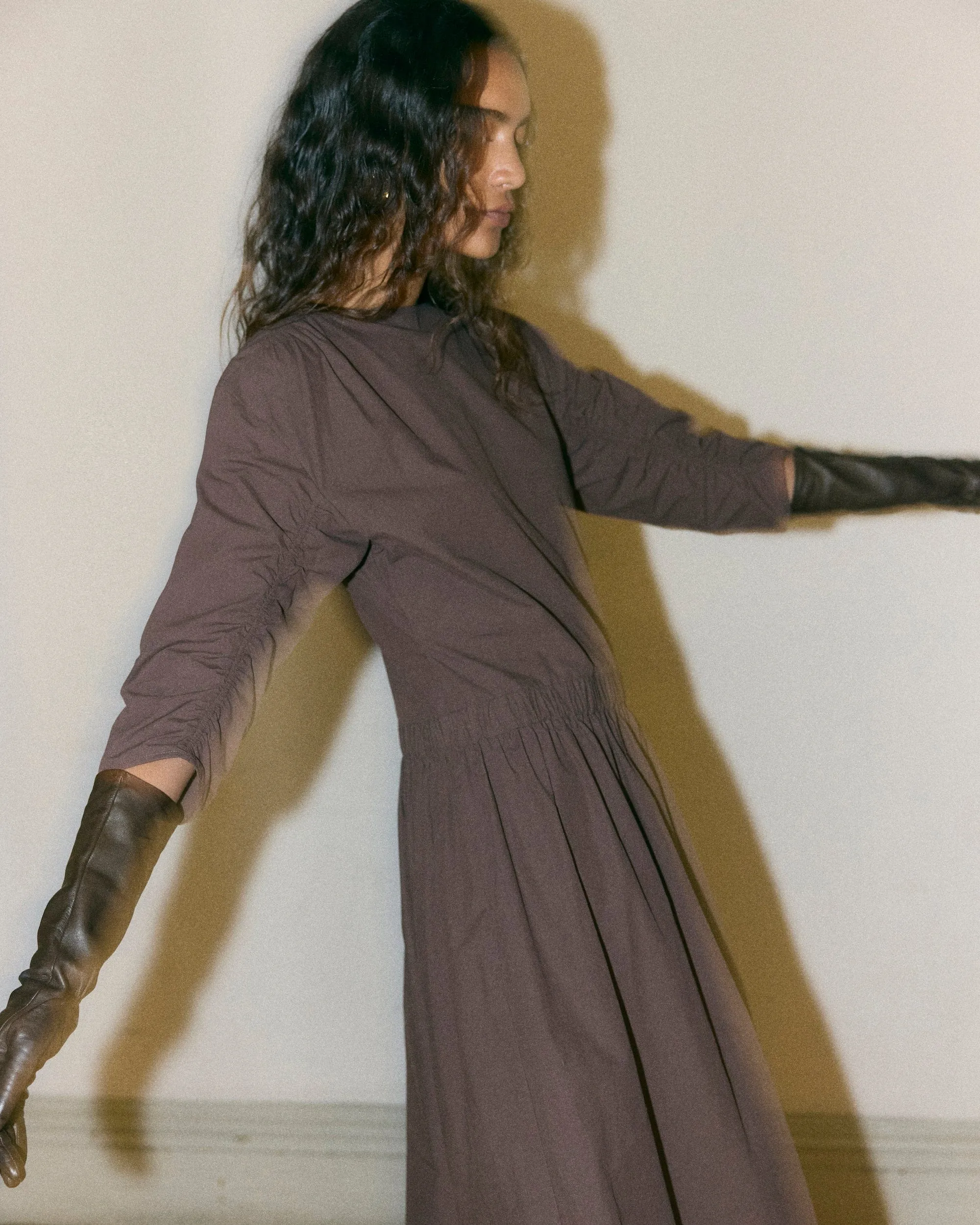 Natalia Cotton Ruched-Detail Dress
