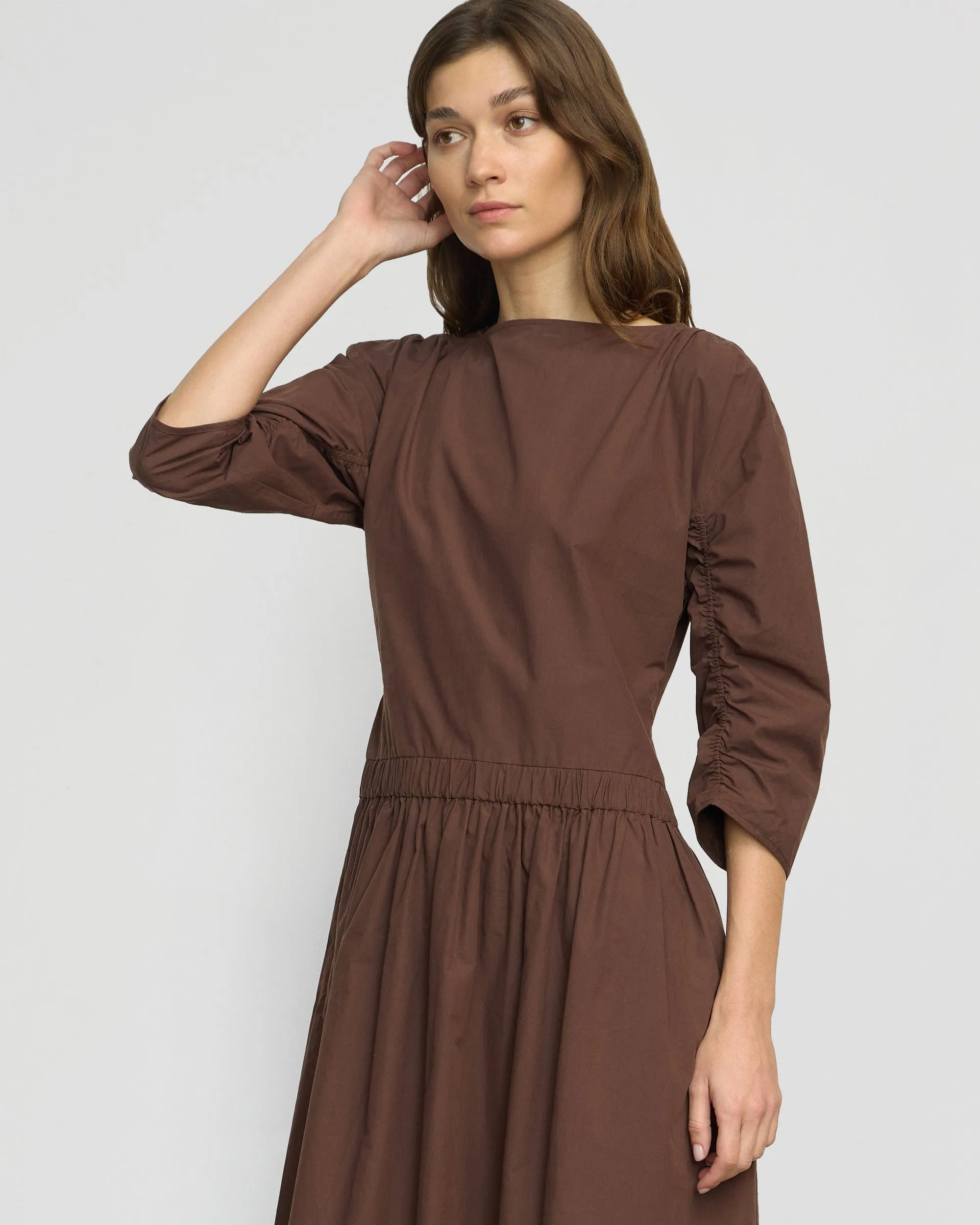 Natalia Cotton Ruched-Detail Dress