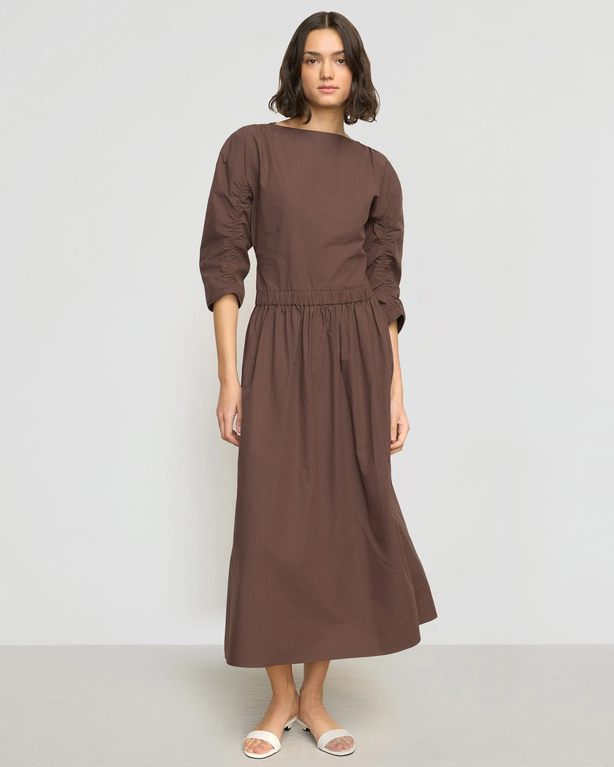 Natalia Cotton Ruched-Detail Dress