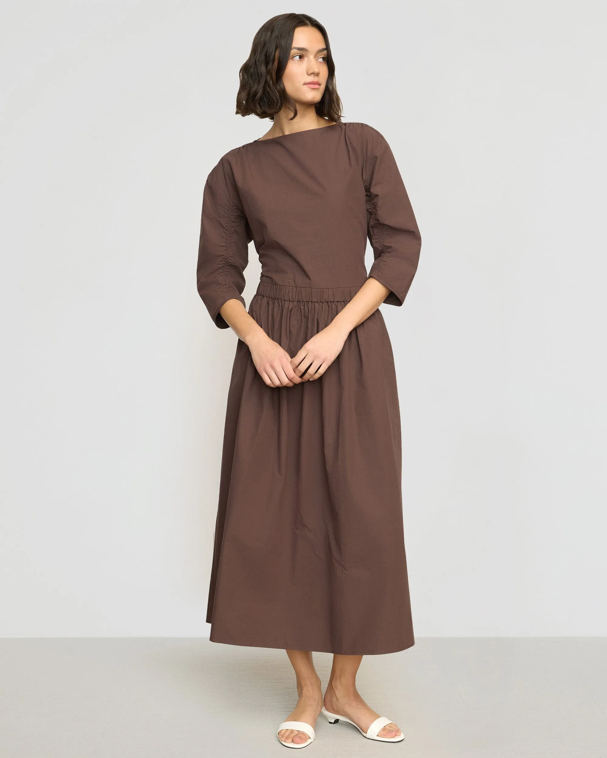 Natalia Cotton Ruched-Detail Dress