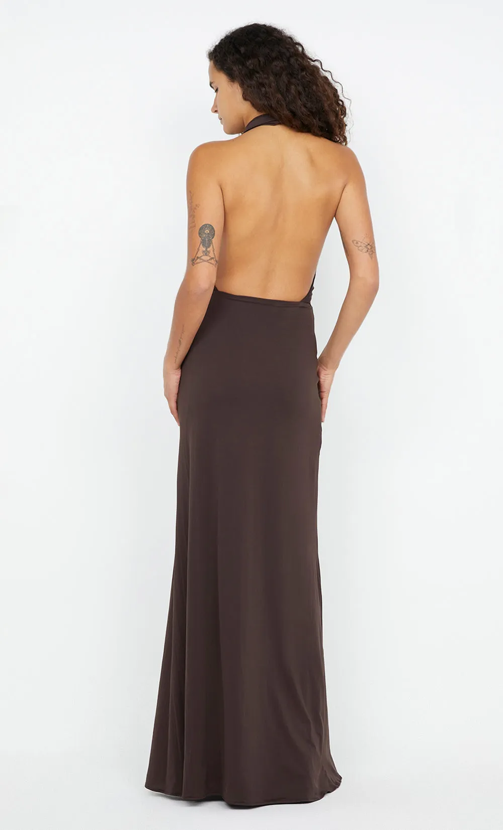 NESSIE COWL NECK MAXI DRESS - DARK CHOCOLATE