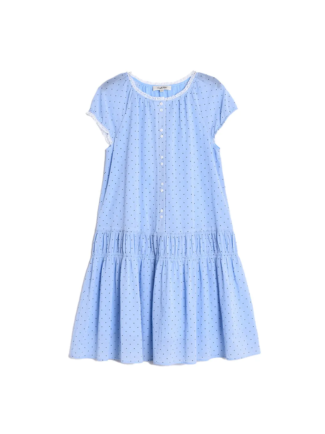 Norah Ruffle Round Neck Dot 100% Cotton Dress