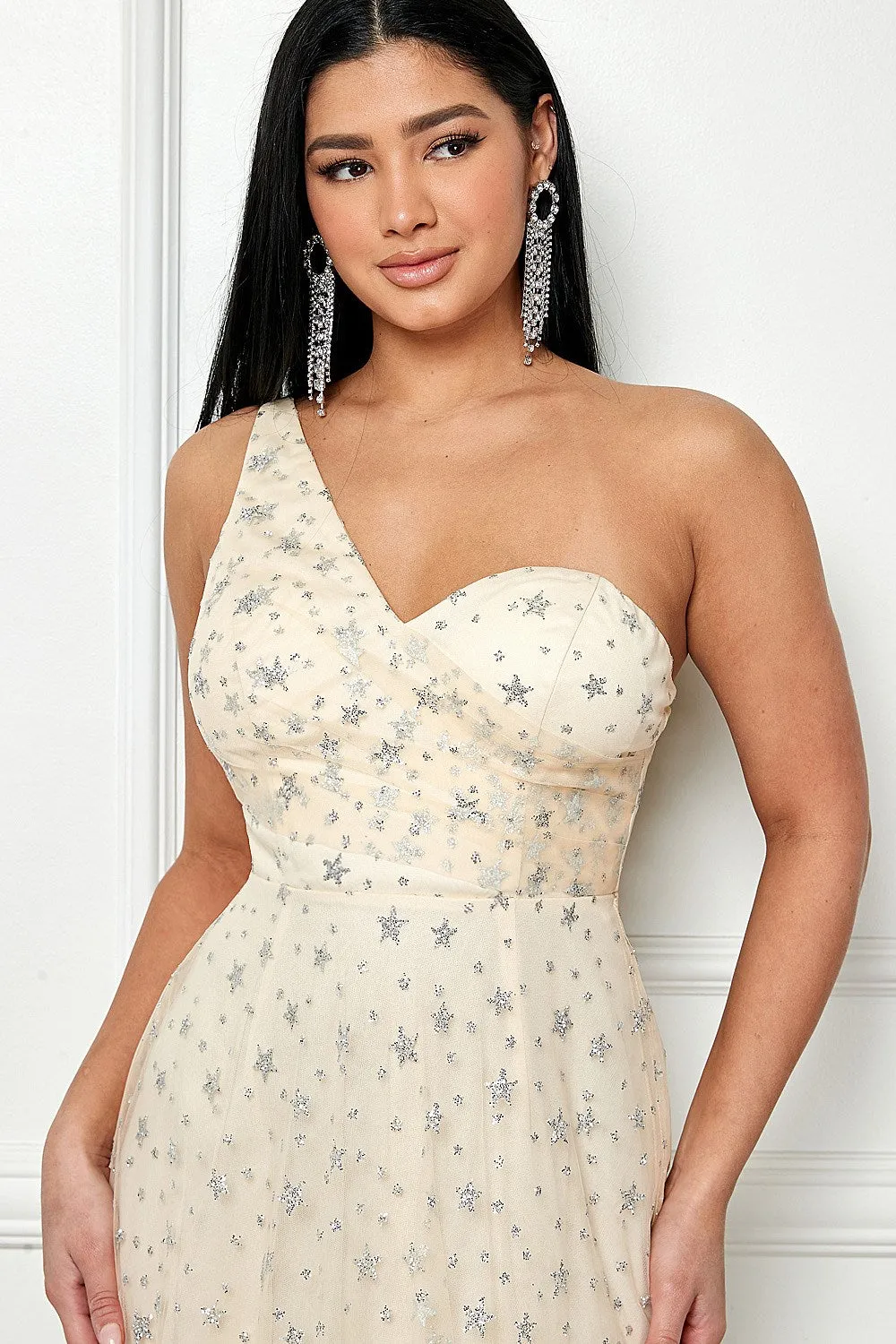Nova Dress in Cream/Silver