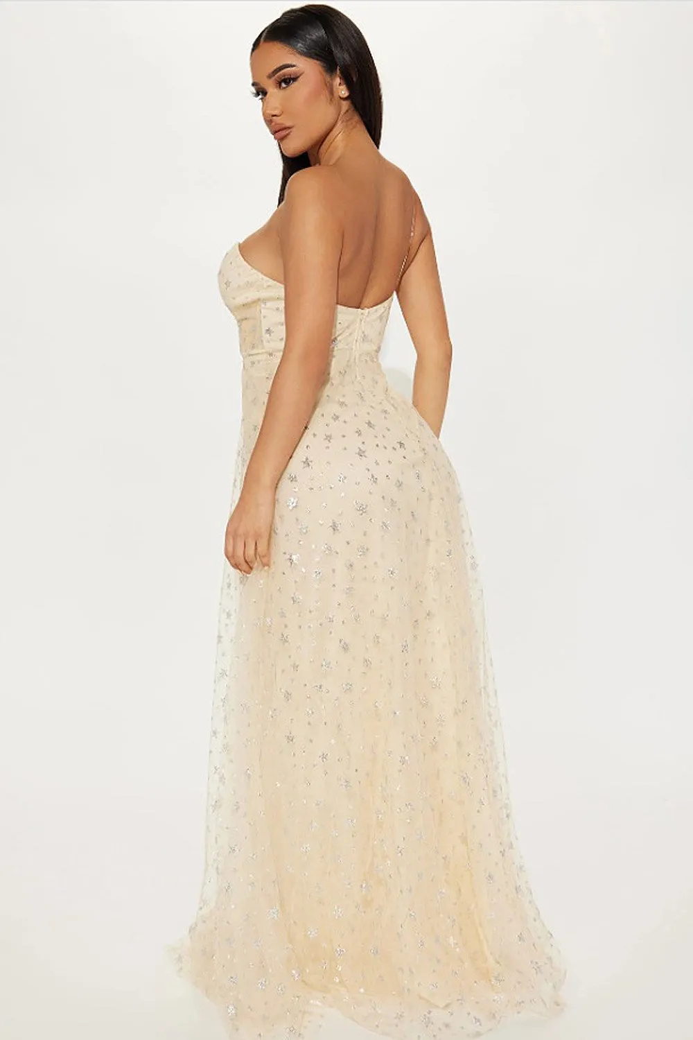 Nova Dress in Cream/Silver