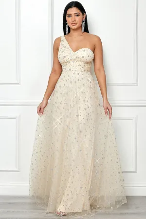 Nova Dress in Cream/Silver