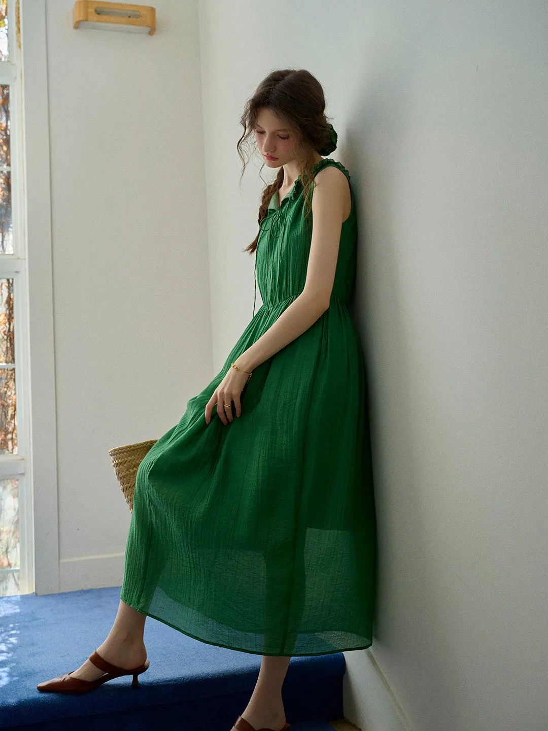 Paris Ruffle V-Neck Sleeveless Dress