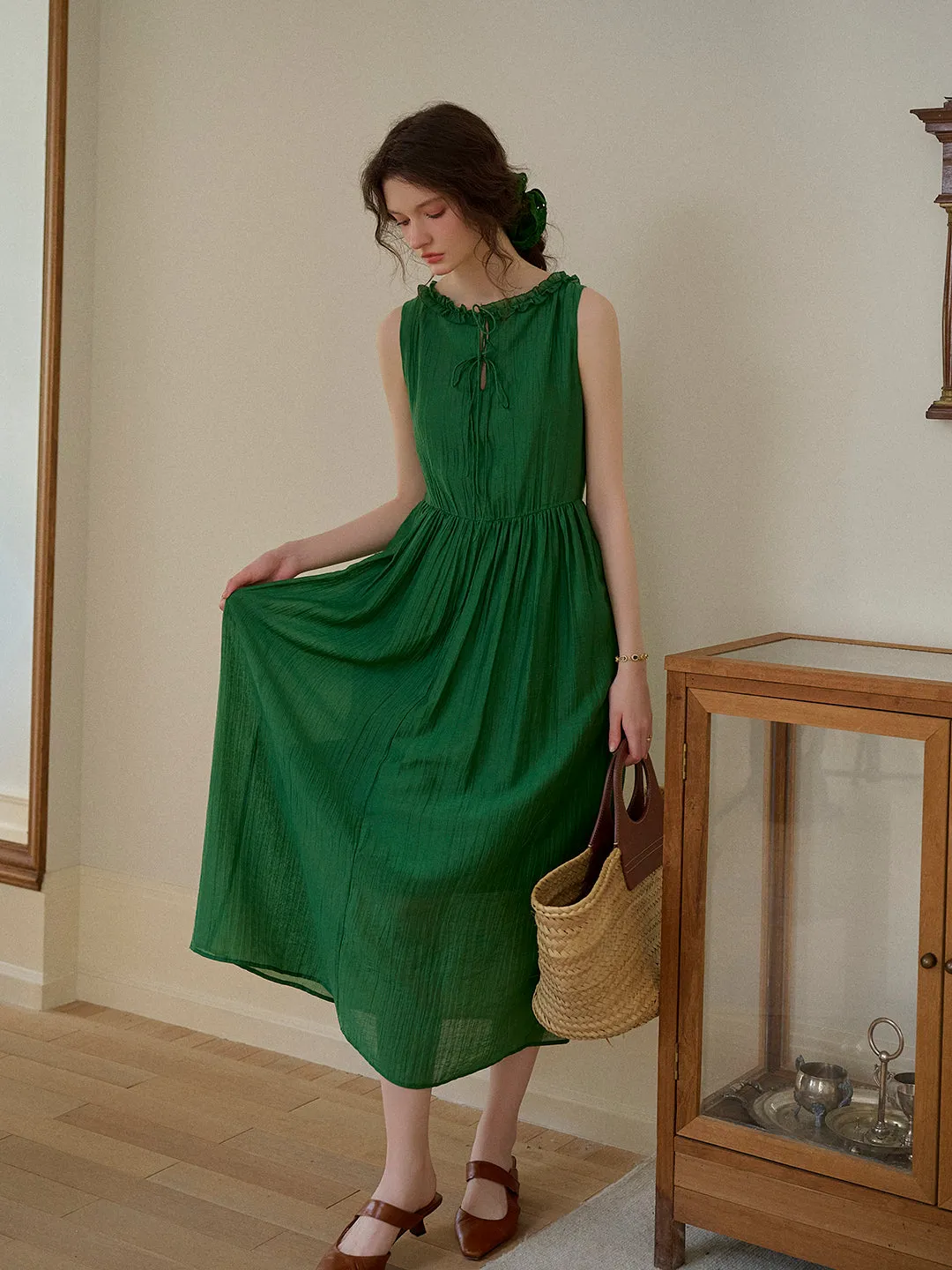 Paris Ruffle V-Neck Sleeveless Dress