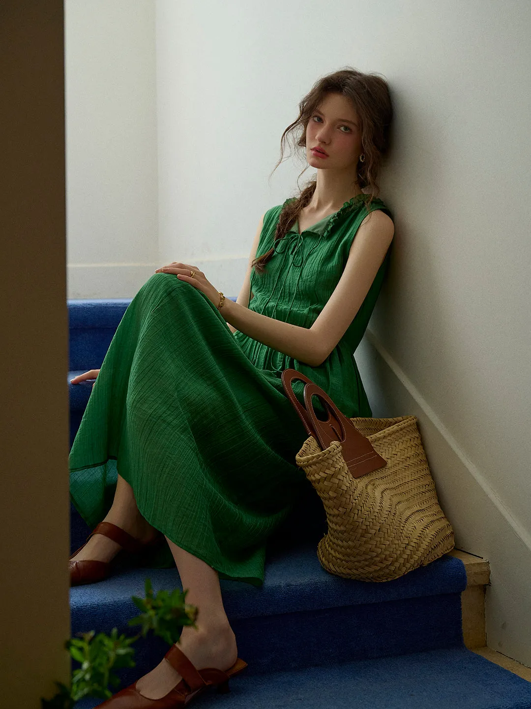 Paris Ruffle V-Neck Sleeveless Dress