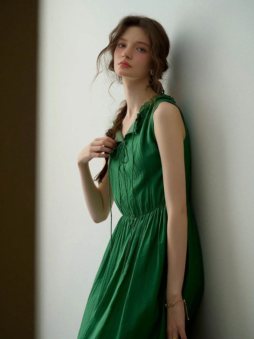 Paris Ruffle V-Neck Sleeveless Dress