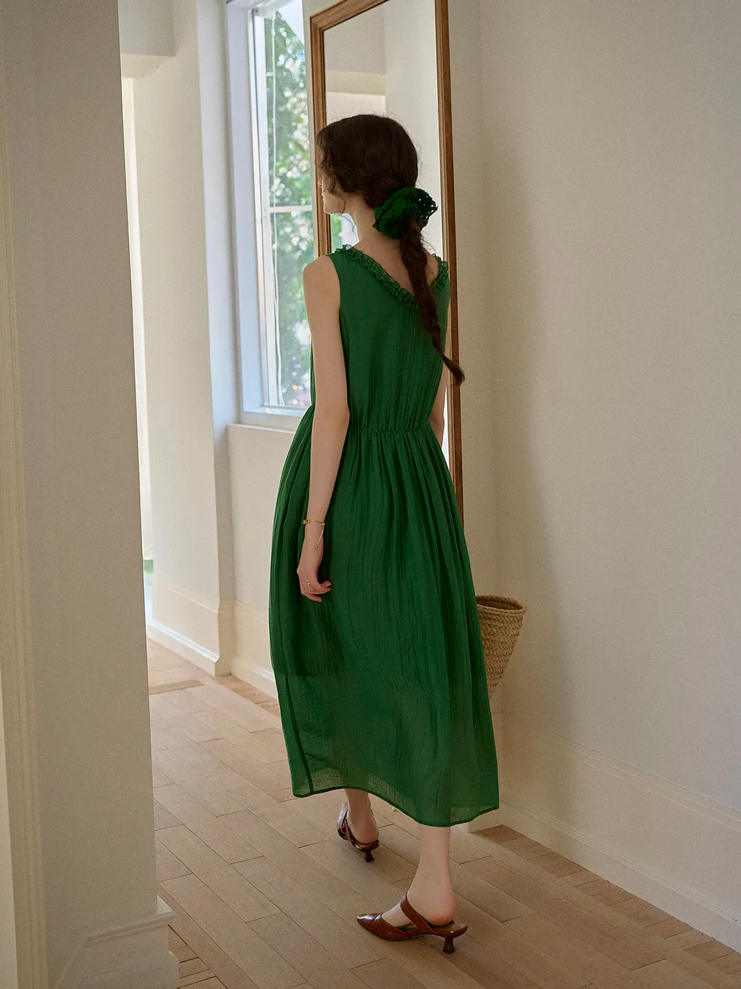 Paris Ruffle V-Neck Sleeveless Dress