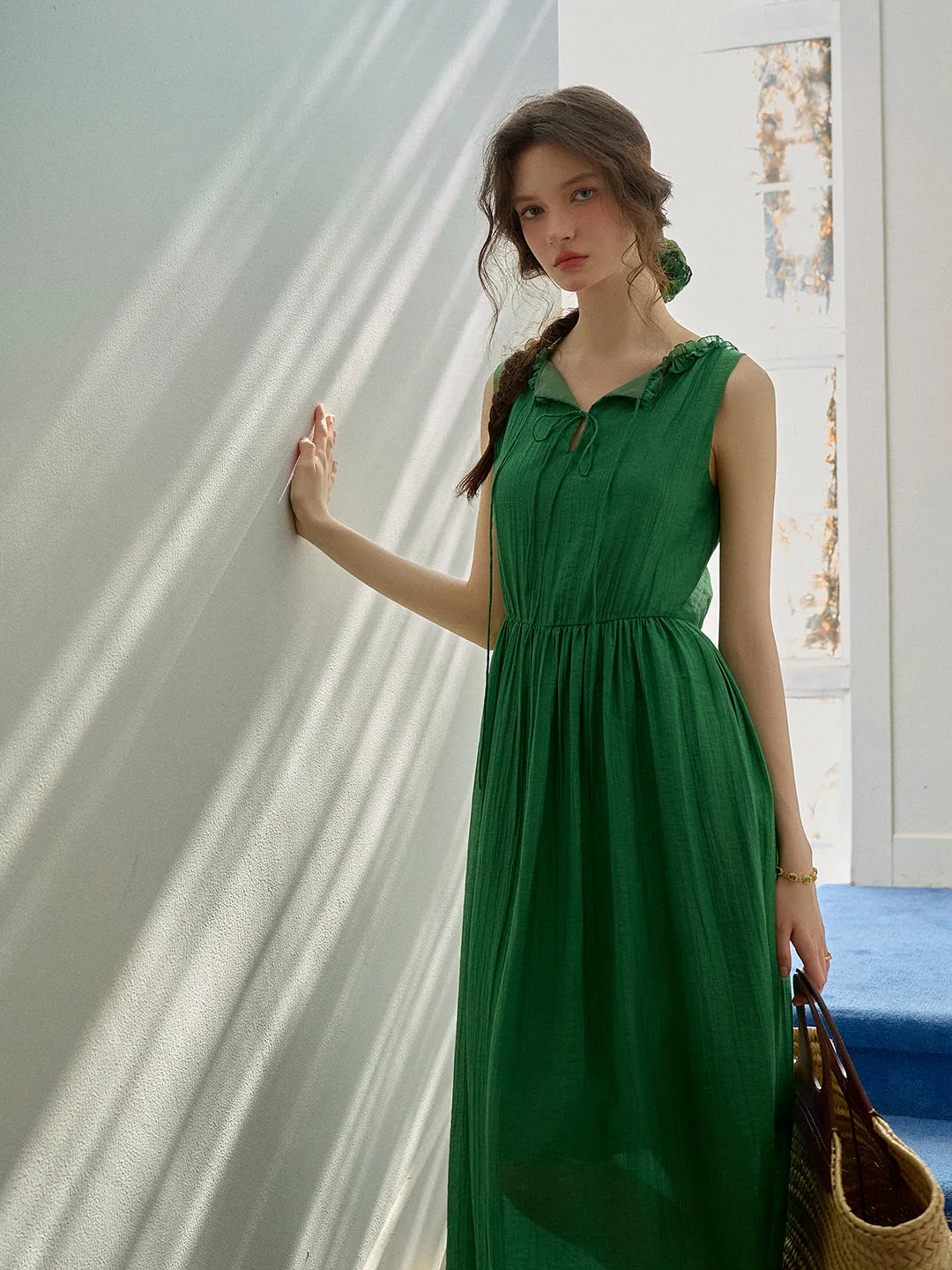 Paris Ruffle V-Neck Sleeveless Dress