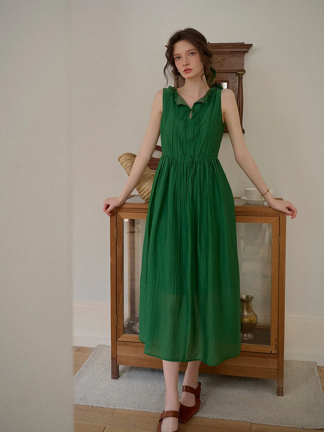 Paris Ruffle V-Neck Sleeveless Dress