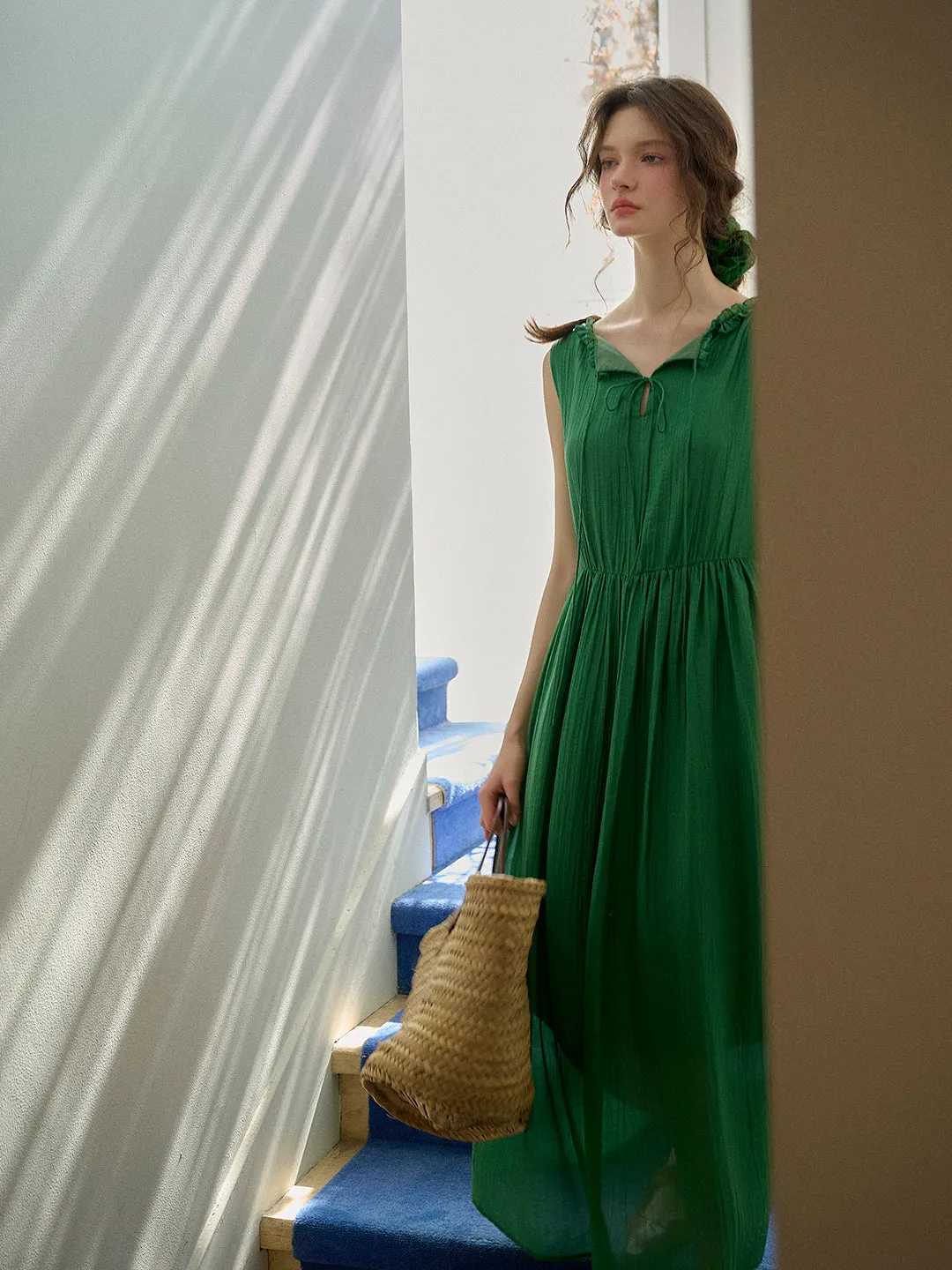 Paris Ruffle V-Neck Sleeveless Dress