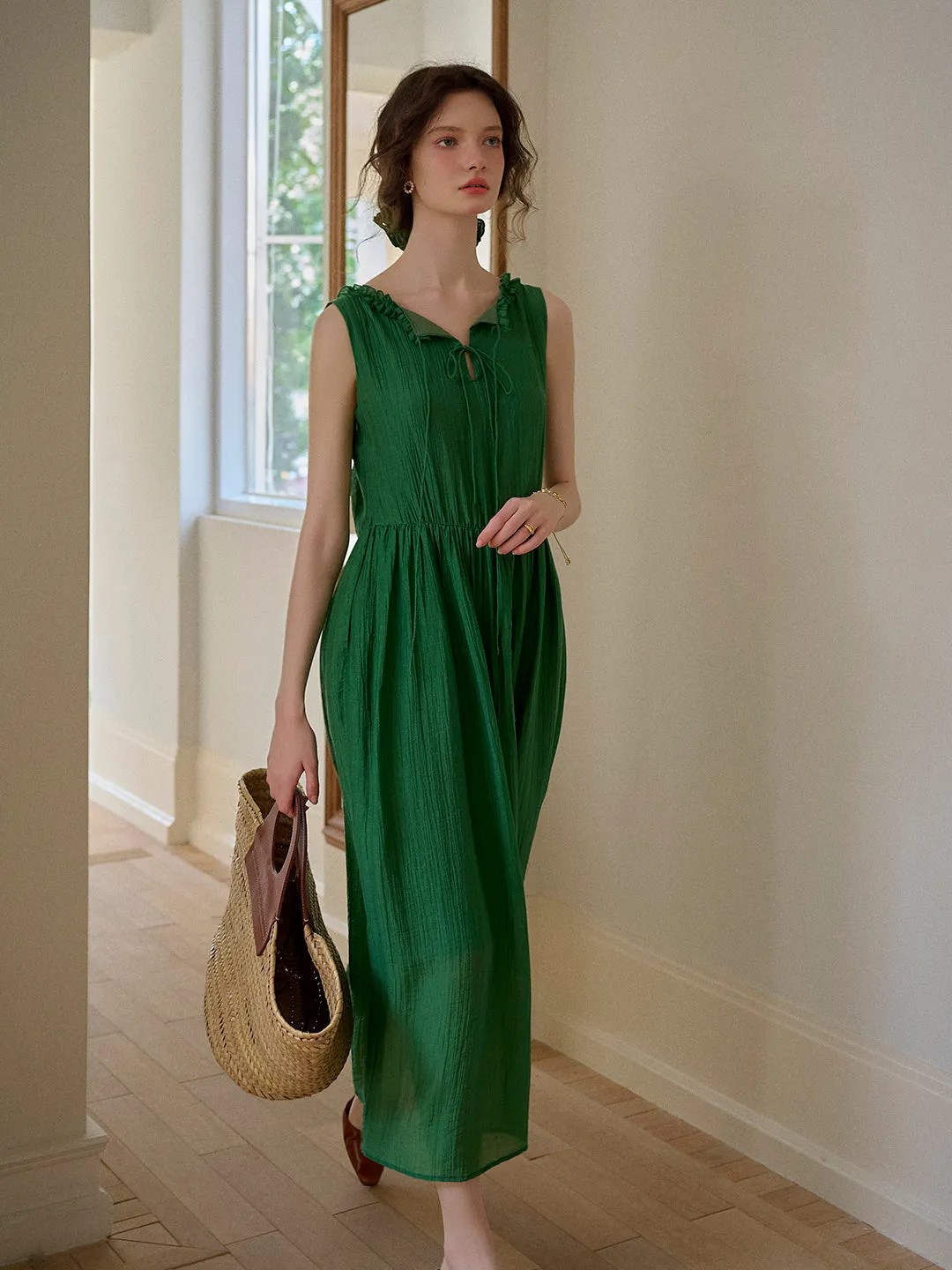 Paris Ruffle V-Neck Sleeveless Dress