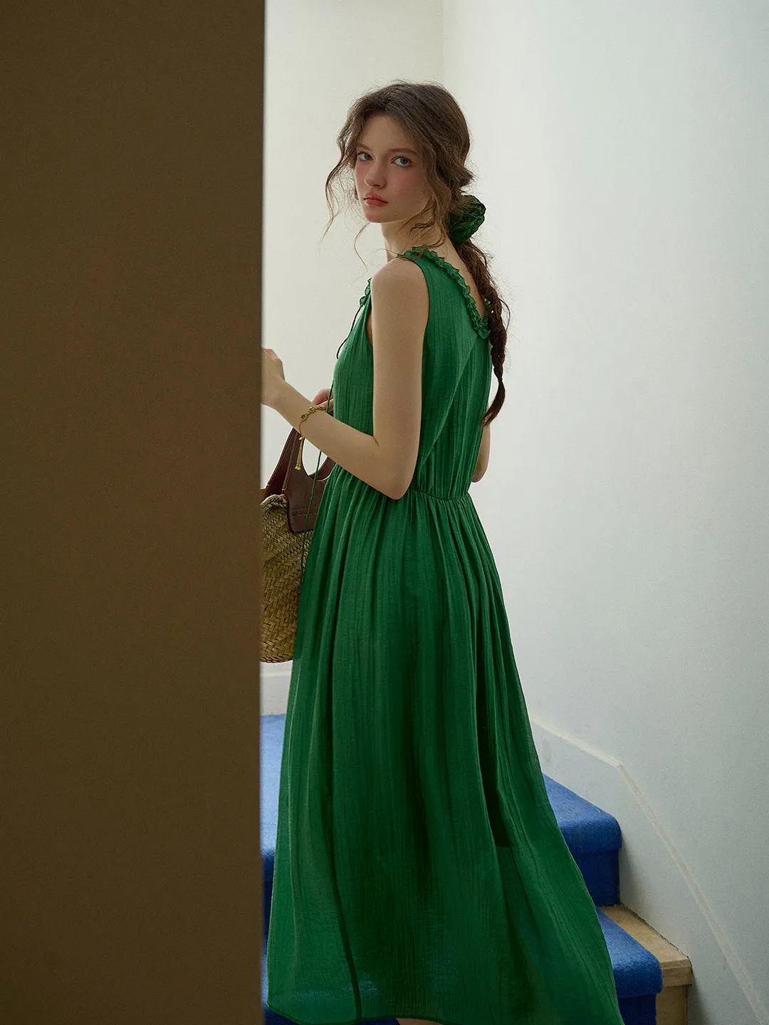 Paris Ruffle V-Neck Sleeveless Dress