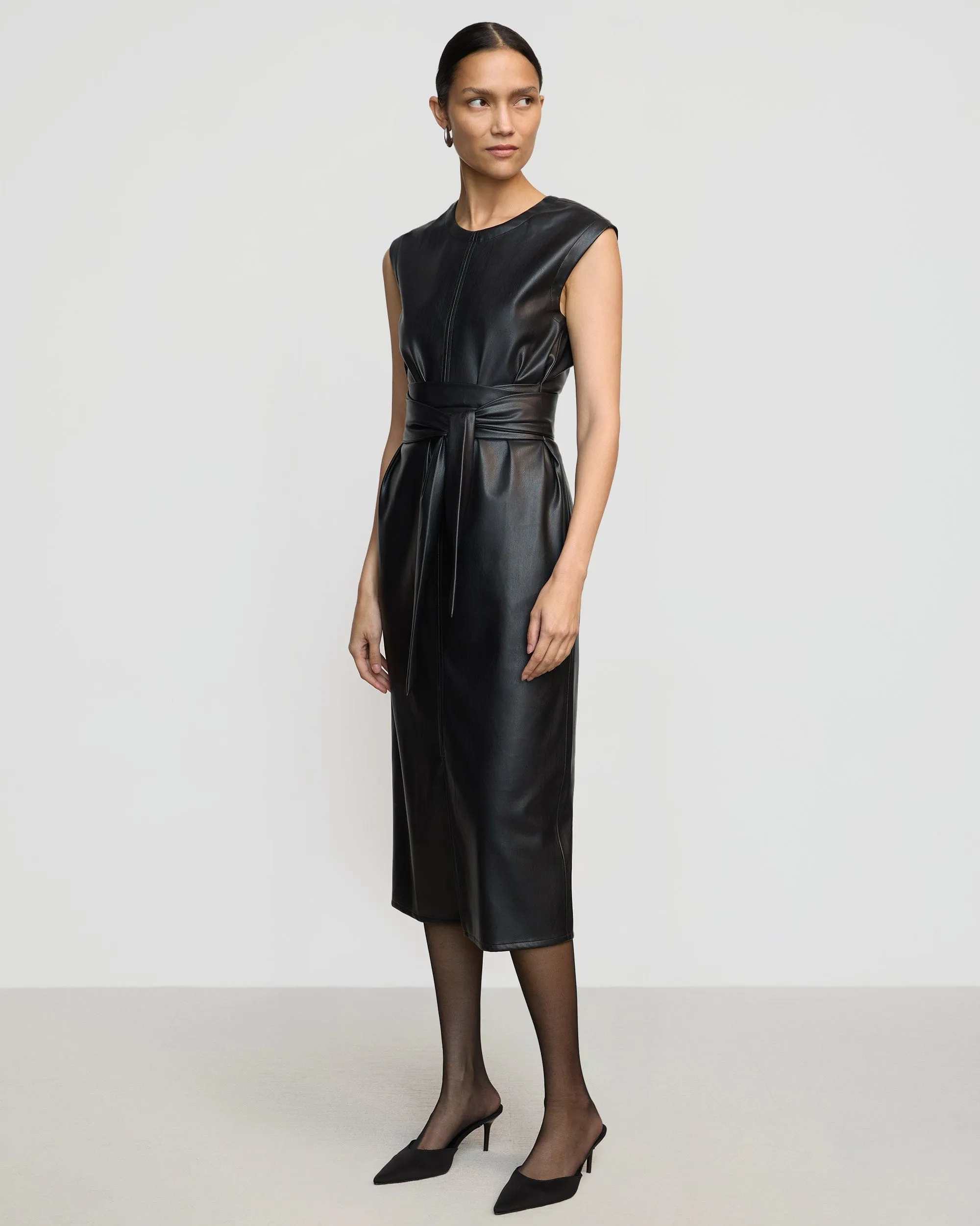 Pilar Vegan Leather Tie-Front Dress