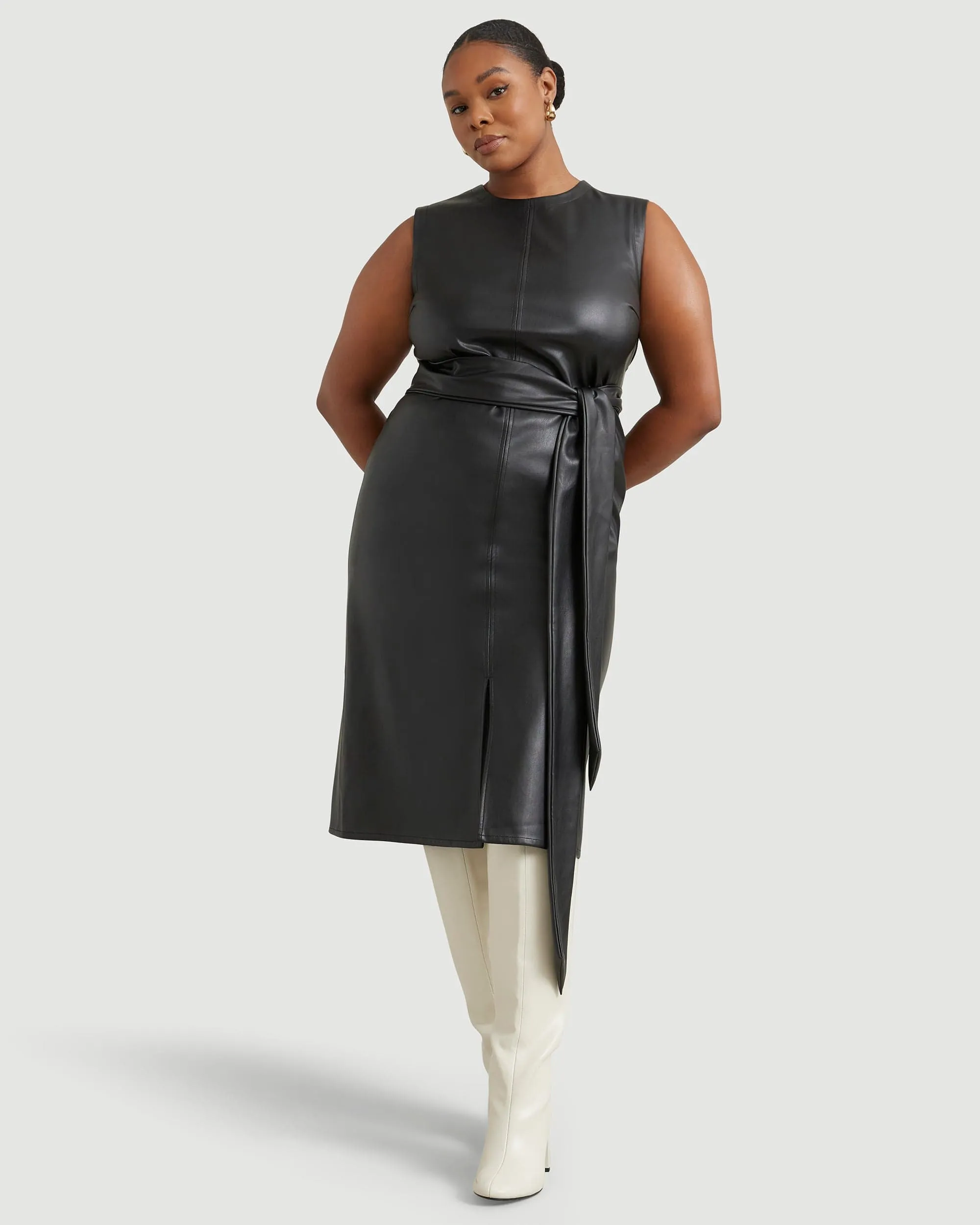 Pilar Vegan Leather Tie-Front Dress