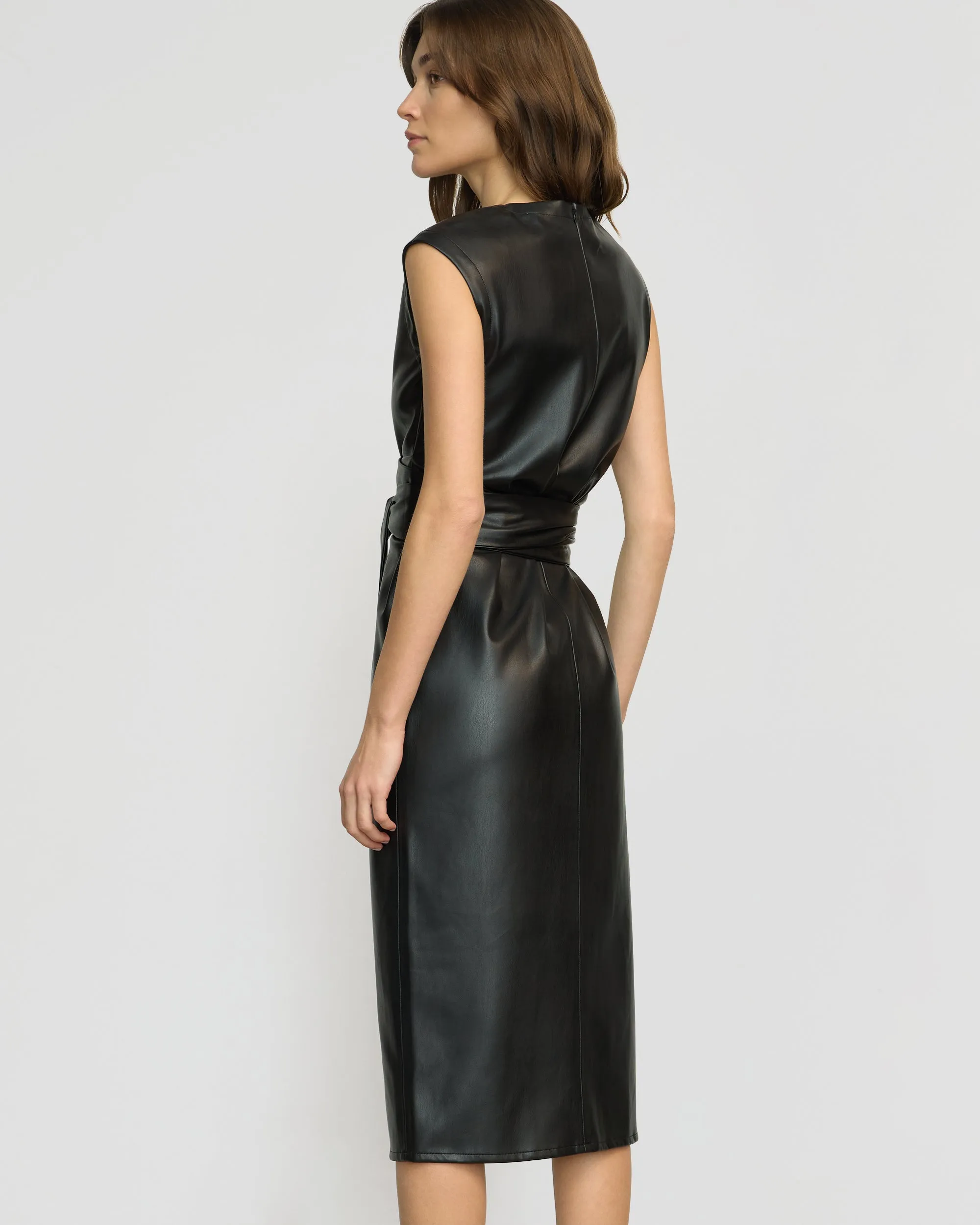 Pilar Vegan Leather Tie-Front Dress