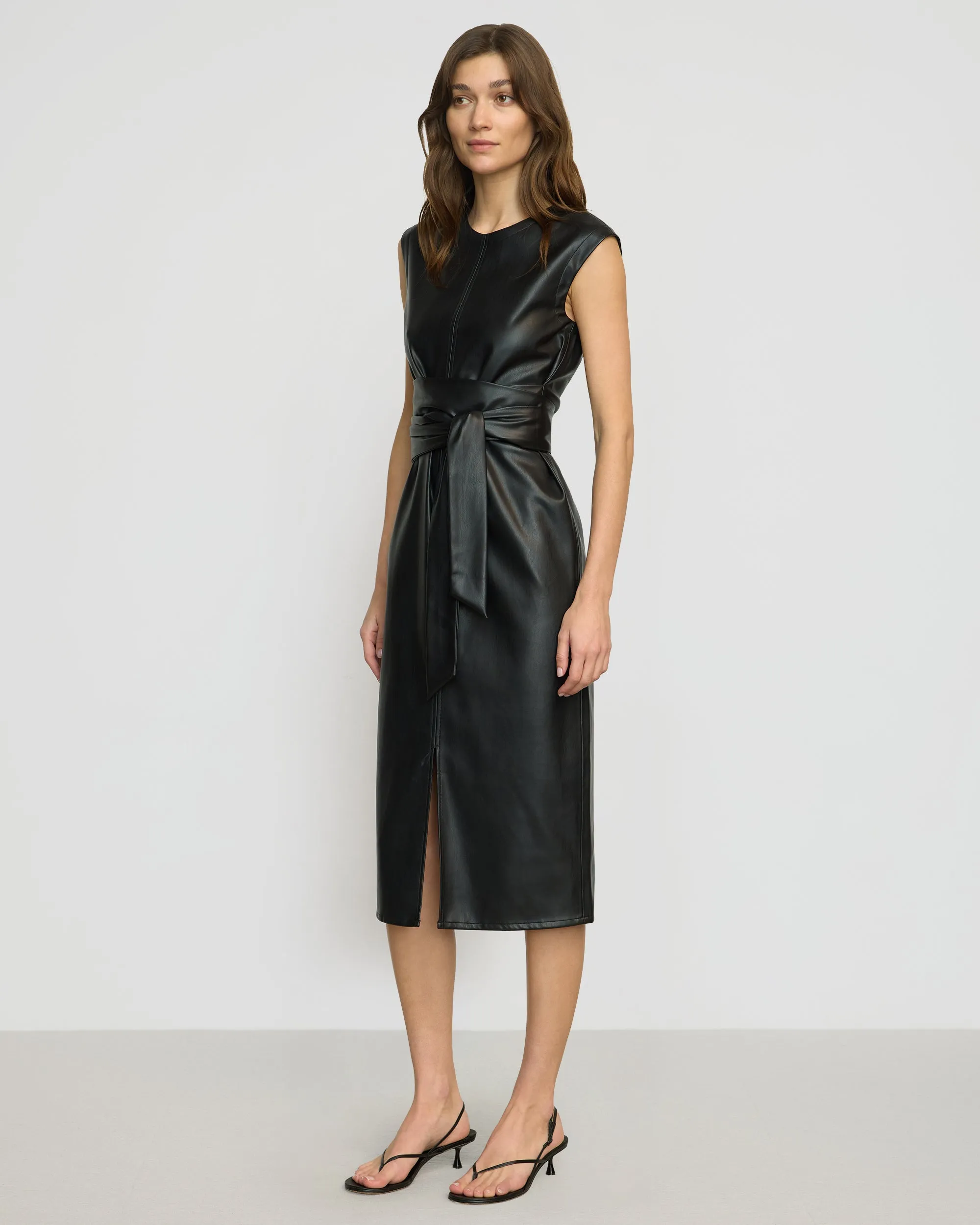 Pilar Vegan Leather Tie-Front Dress