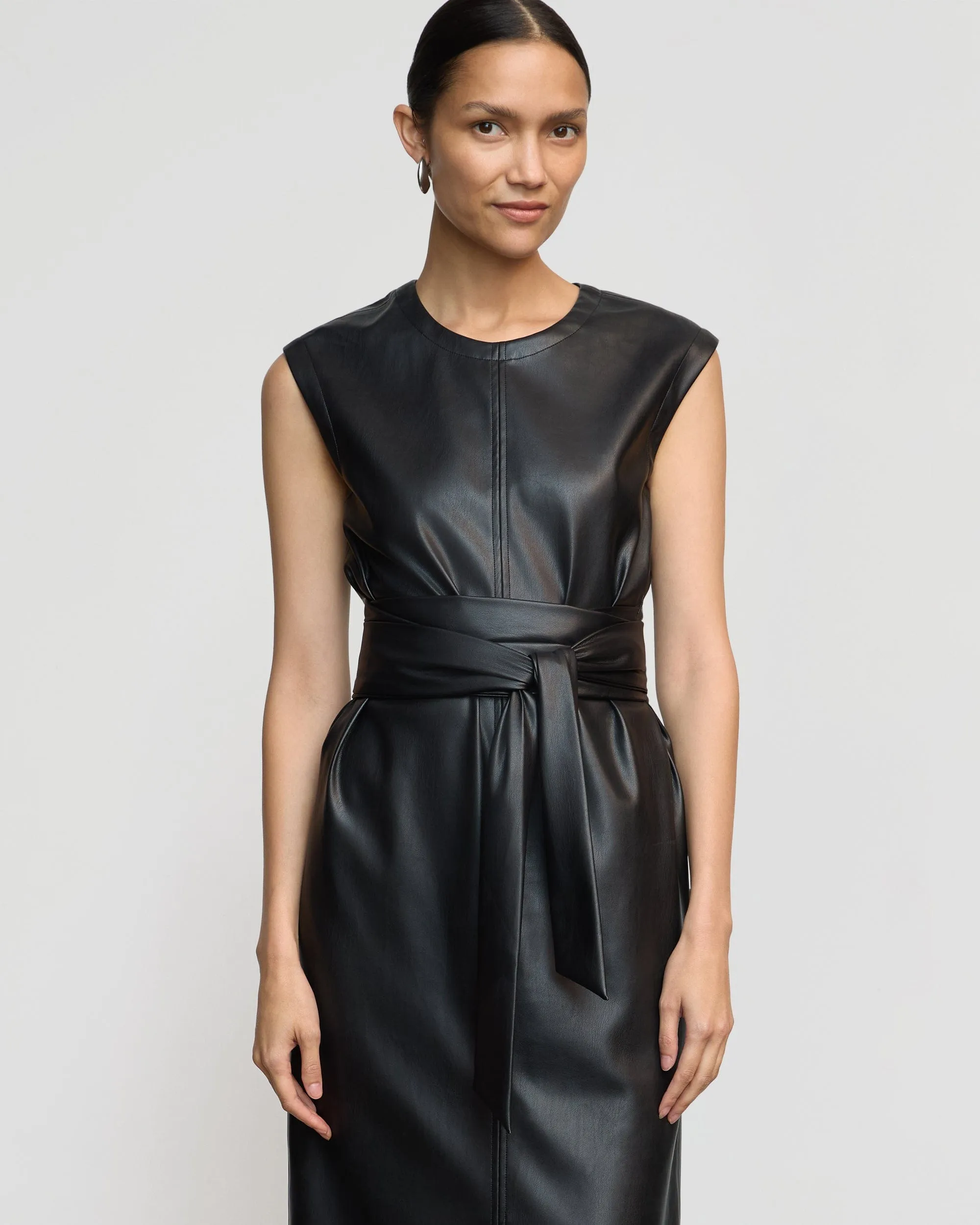 Pilar Vegan Leather Tie-Front Dress