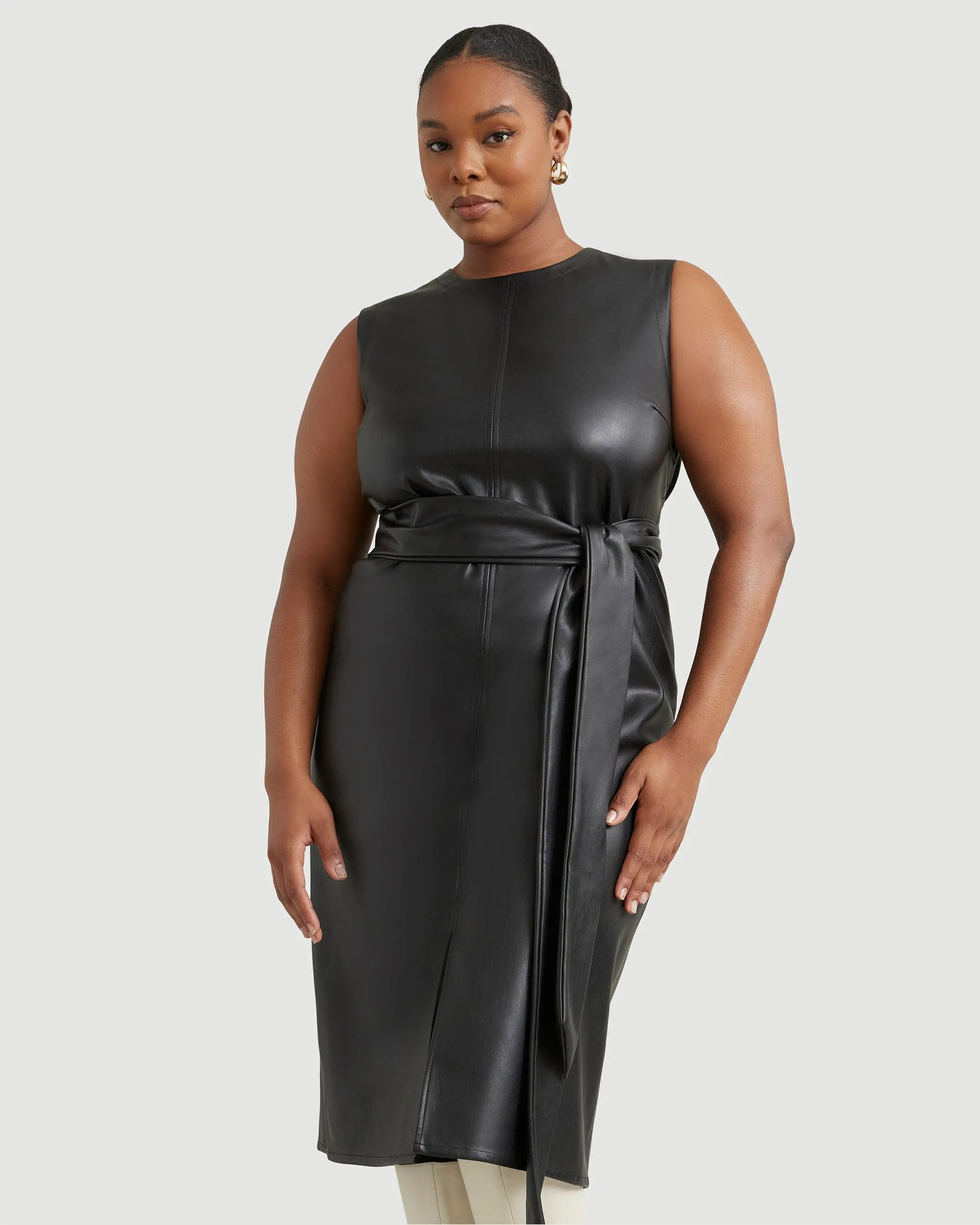 Pilar Vegan Leather Tie-Front Dress