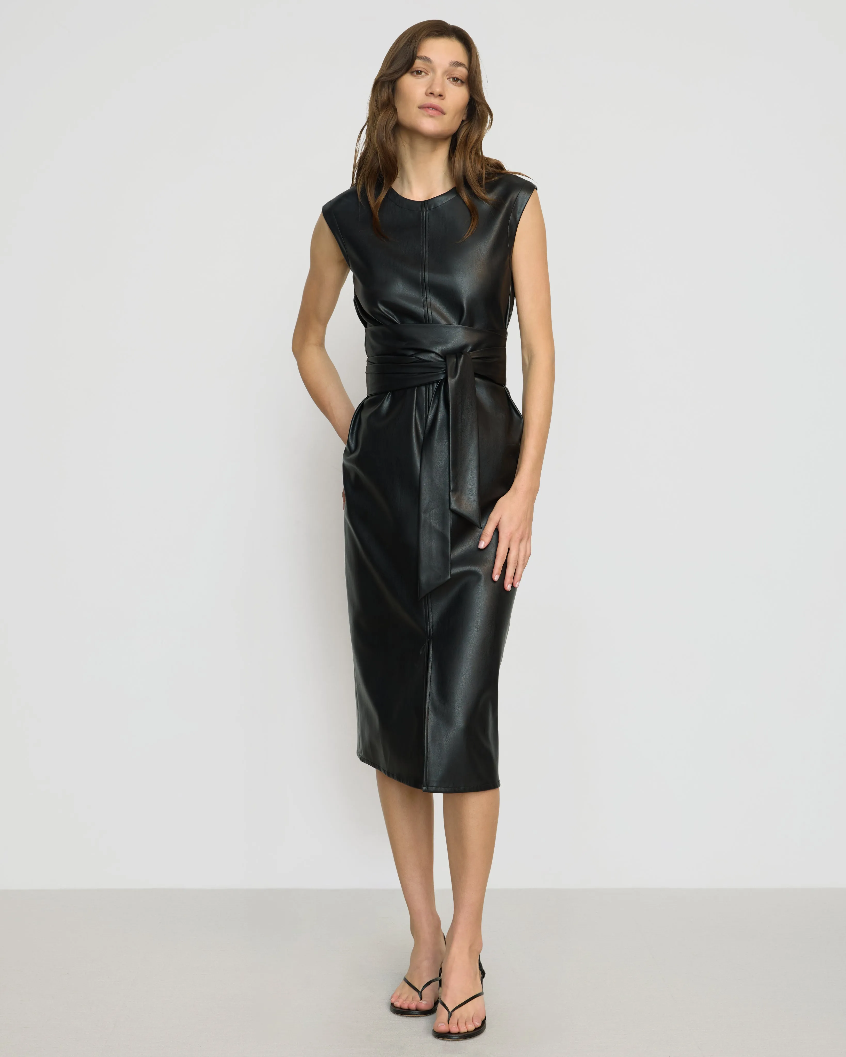 Pilar Vegan Leather Tie-Front Dress