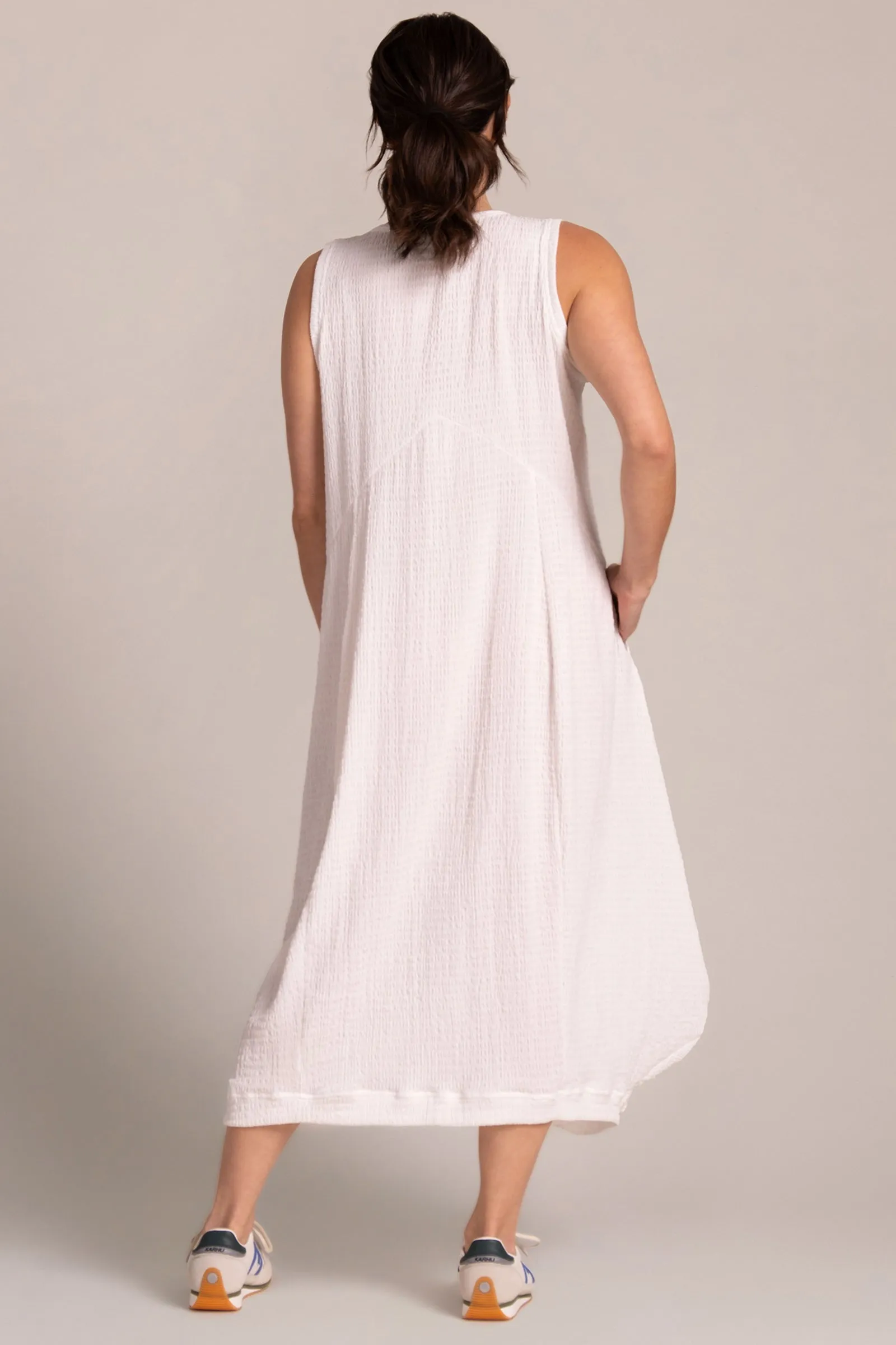 Popcorn Waffle Dress Lined | White