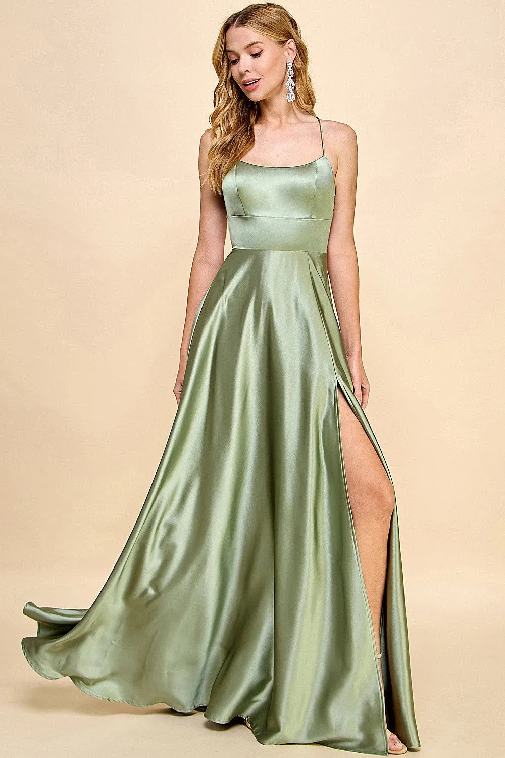 PRE-ORDER: Catalina Satin Dress in Sage